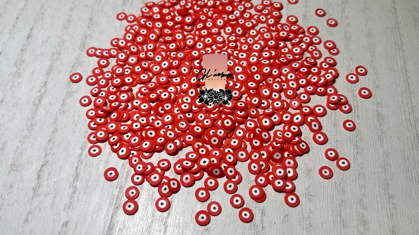 Red Ojo (Eyeball) Polymer Slices - 5mm Small