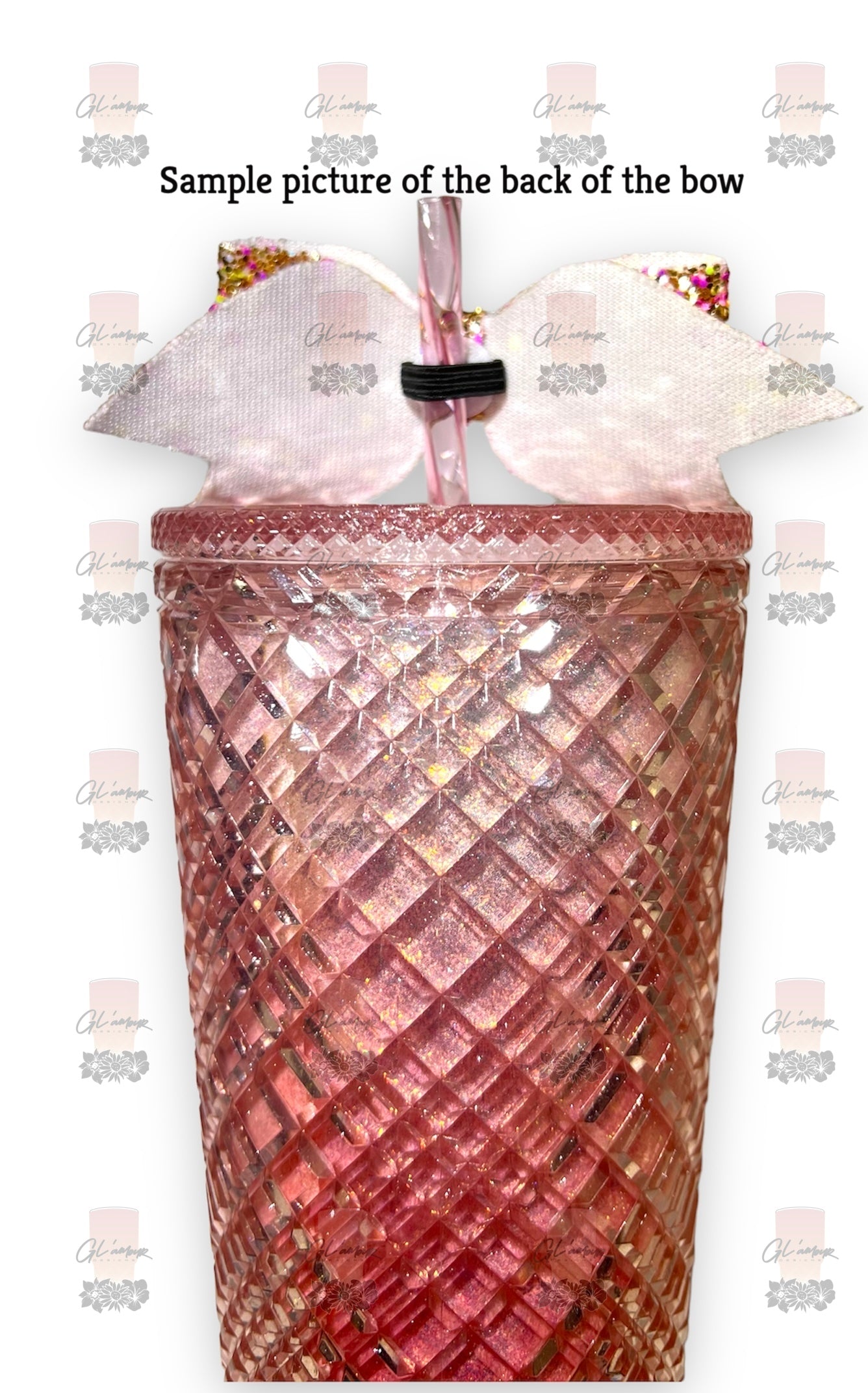 Glittery Bows with Rubber-band Attached For Tumblers