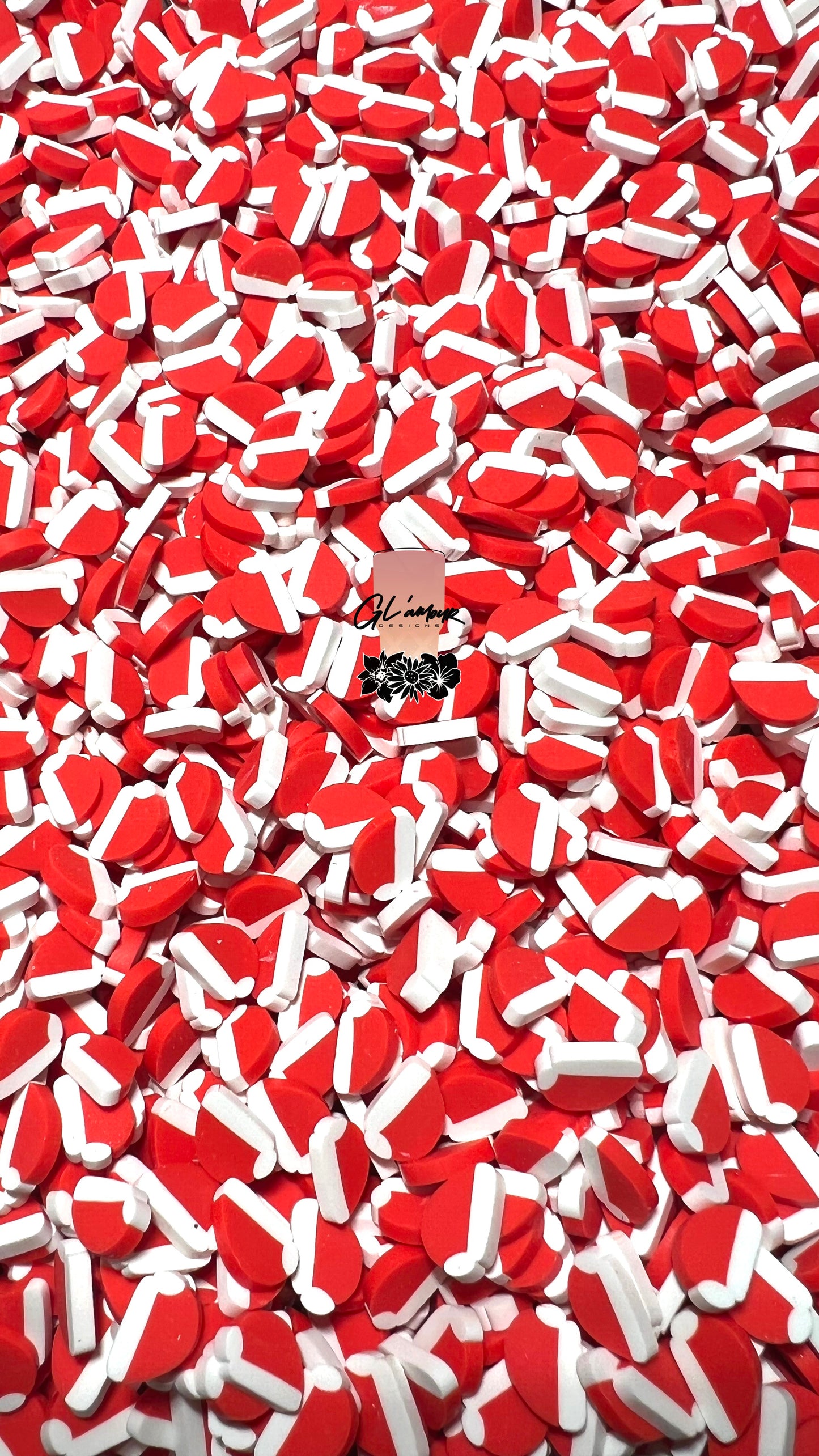 Red Santa hat Polymer Slices- 10mm Large