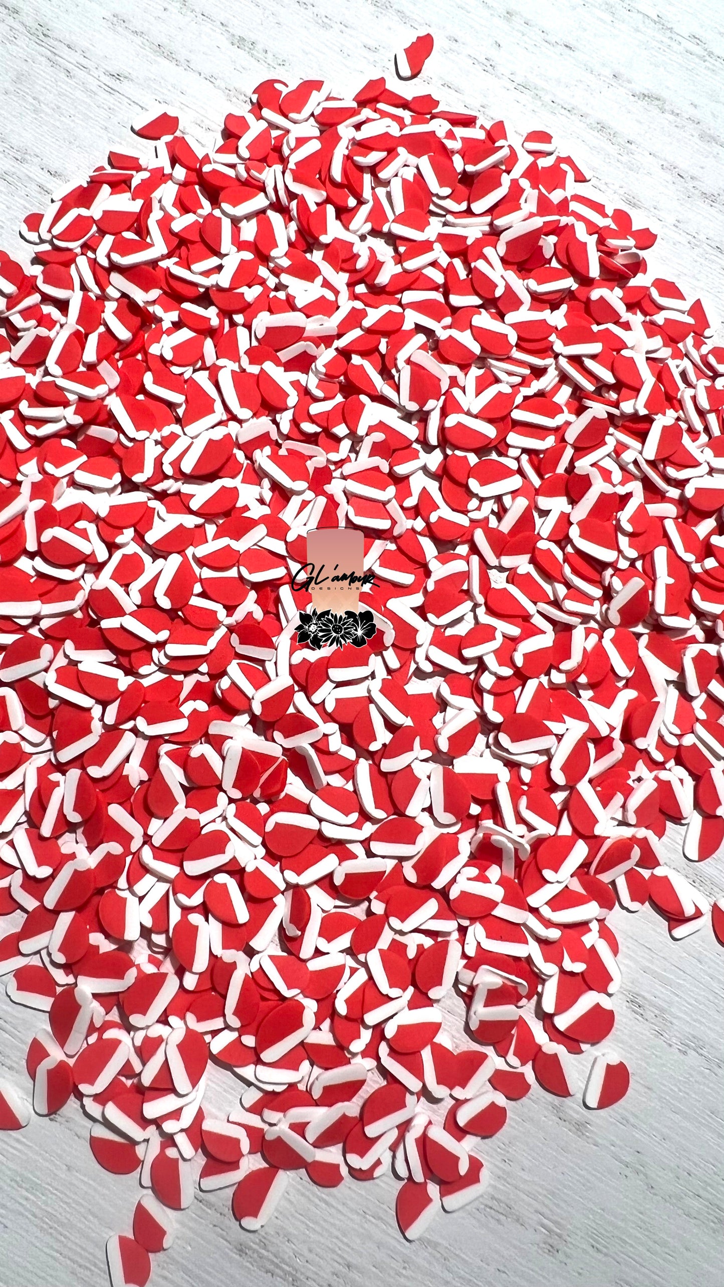 Red Santa hat Polymer Slices- 5mm Small
