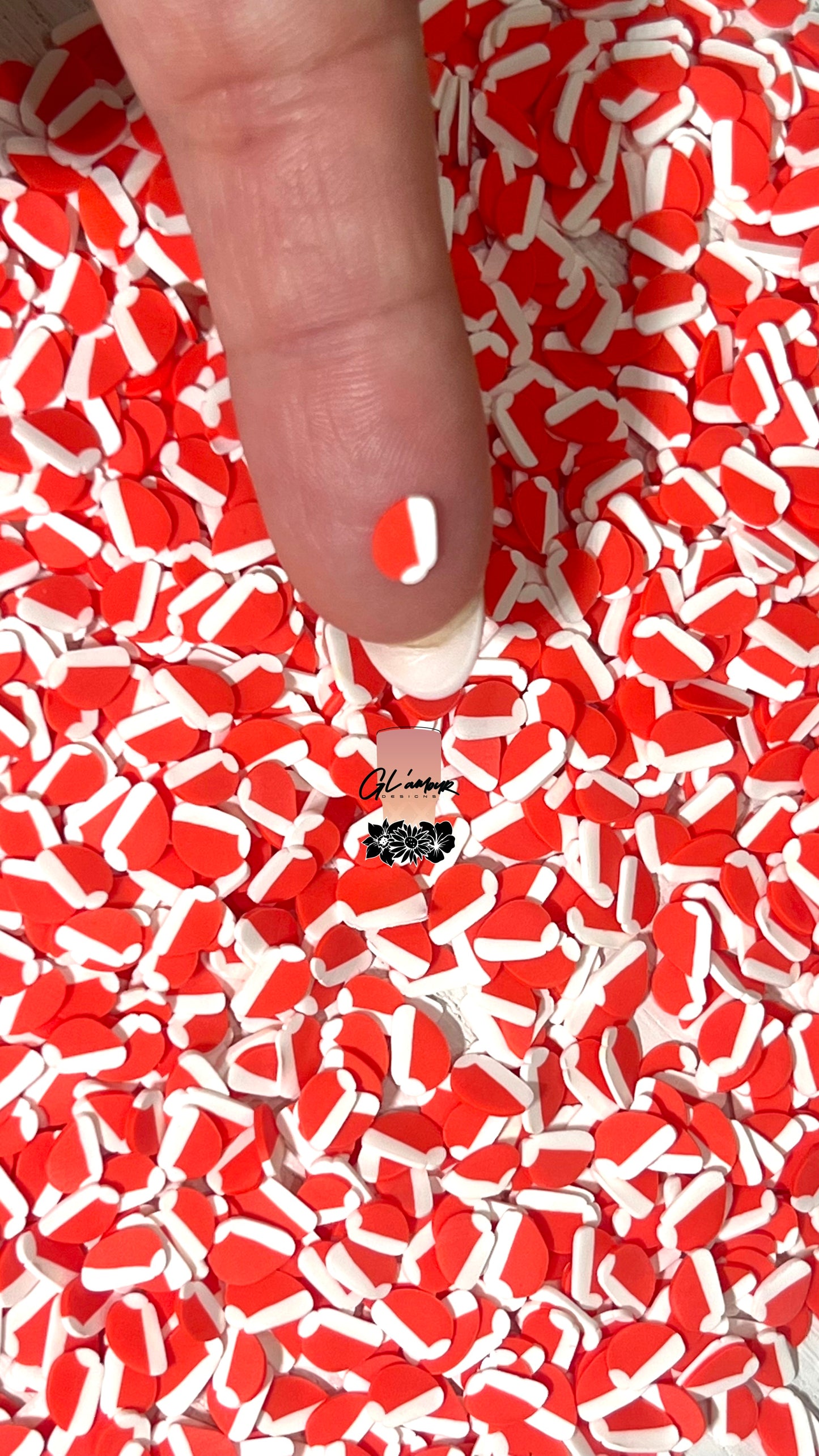 Red Santa hat Polymer Slices- 5mm Small