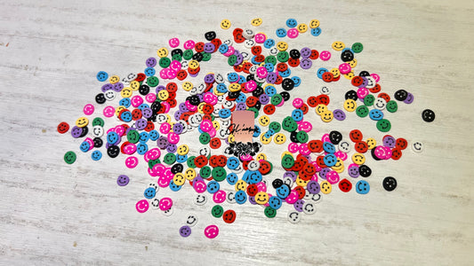 Smiley Faces Mix Colors Polymer Slices- 5mm Small