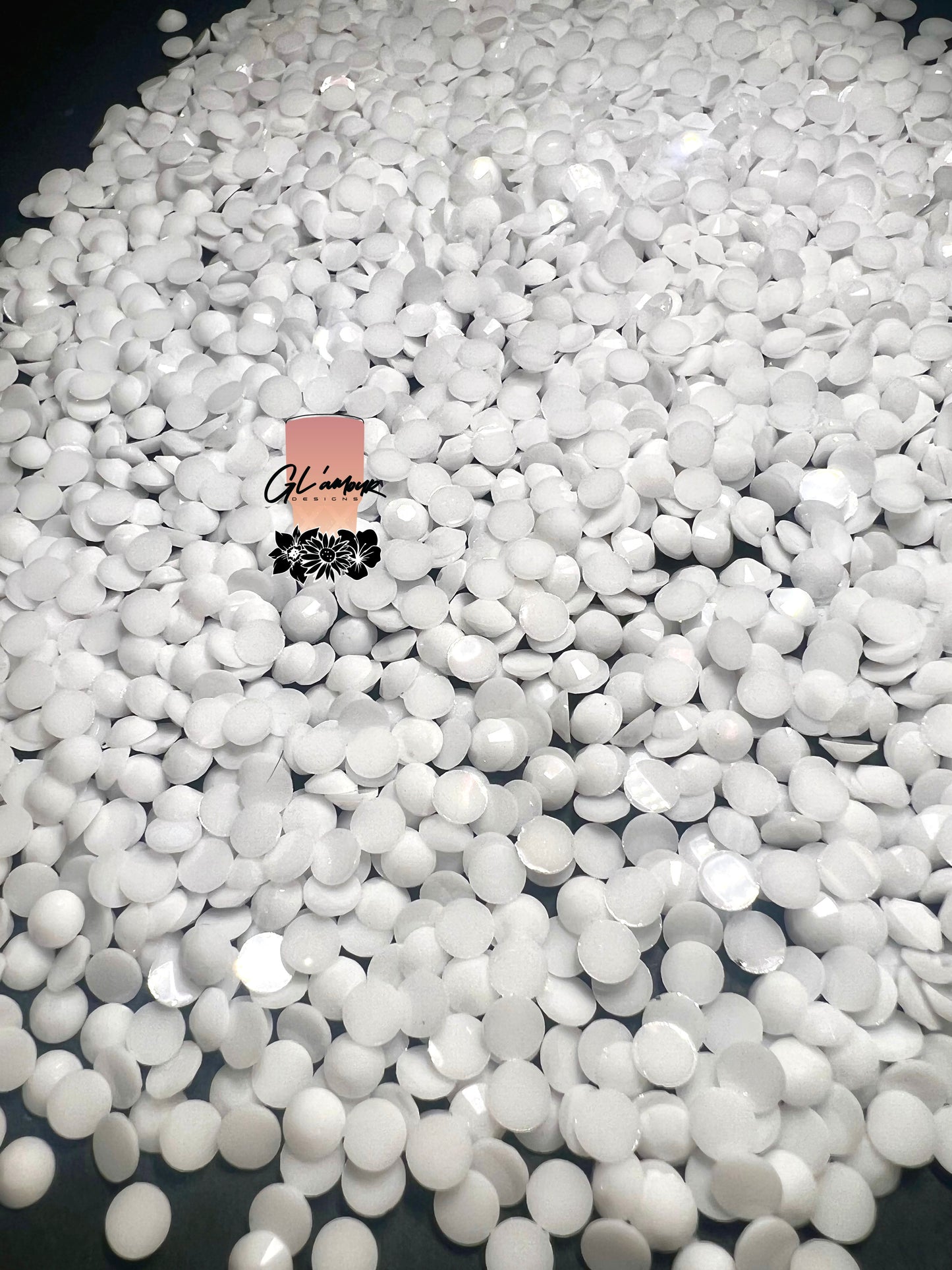 Jelly Solid White Flat Back Resin Rhinestones - 1000 pcs