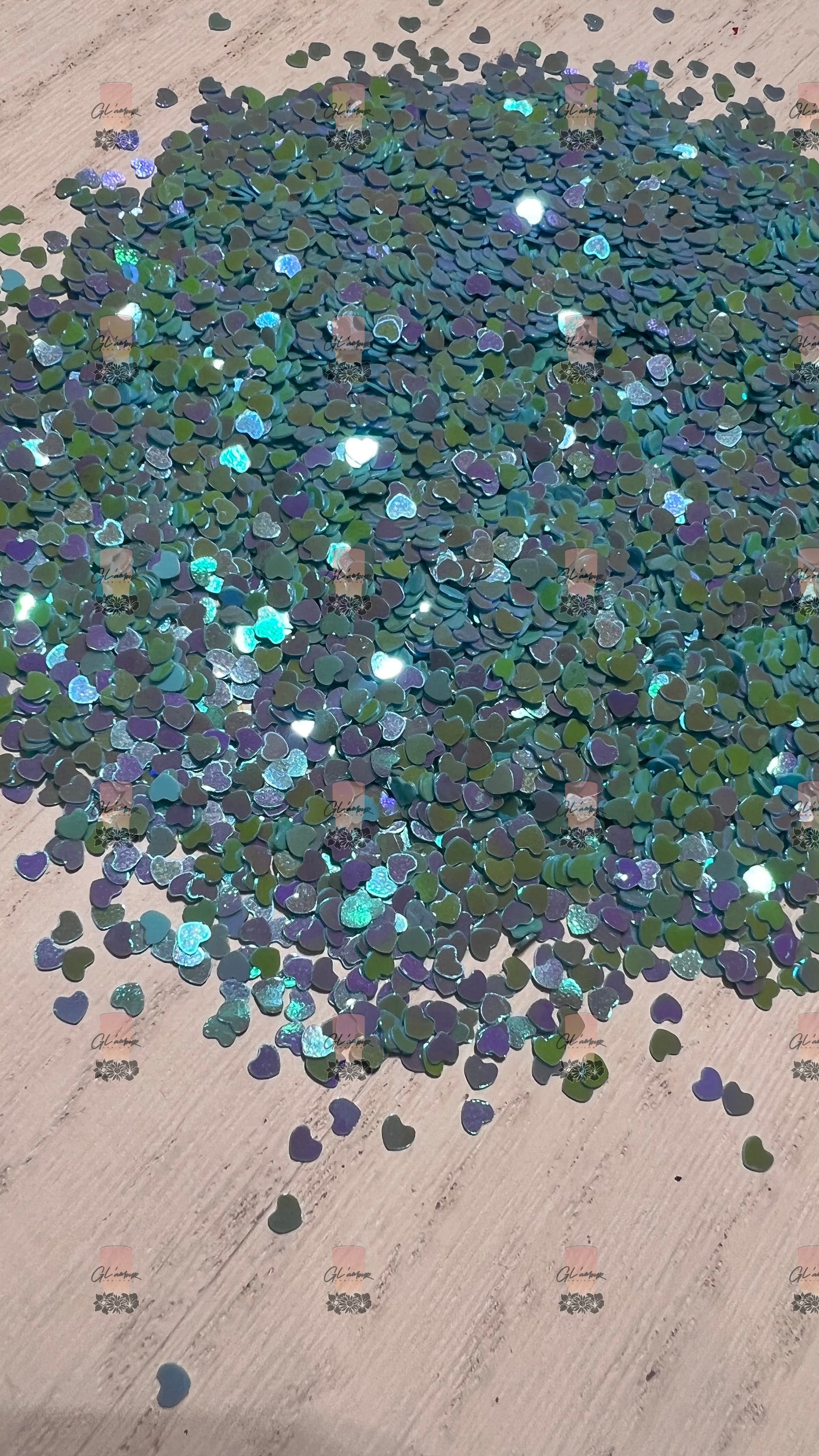 Teal Heart Glitter