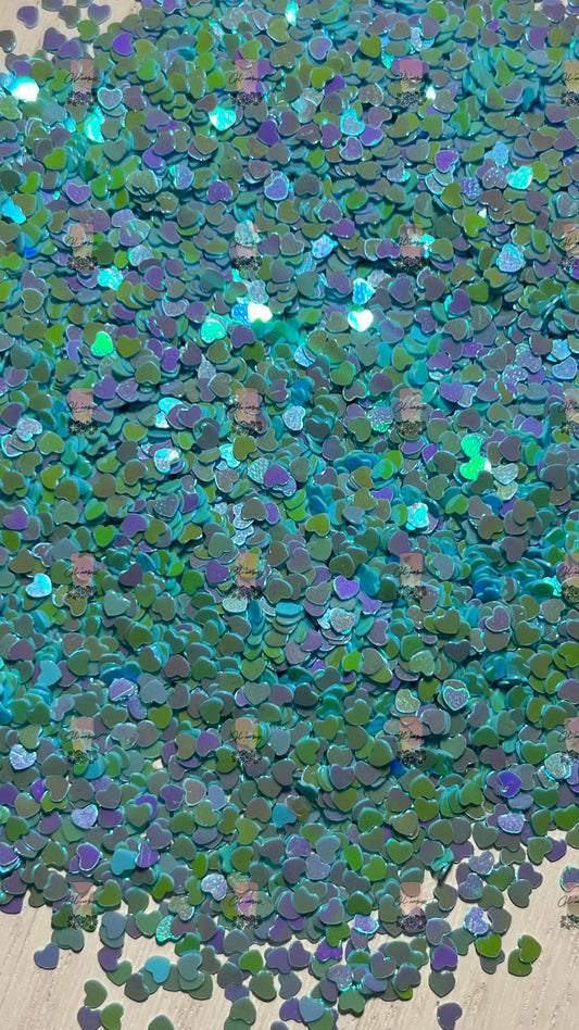 Teal Heart Glitter