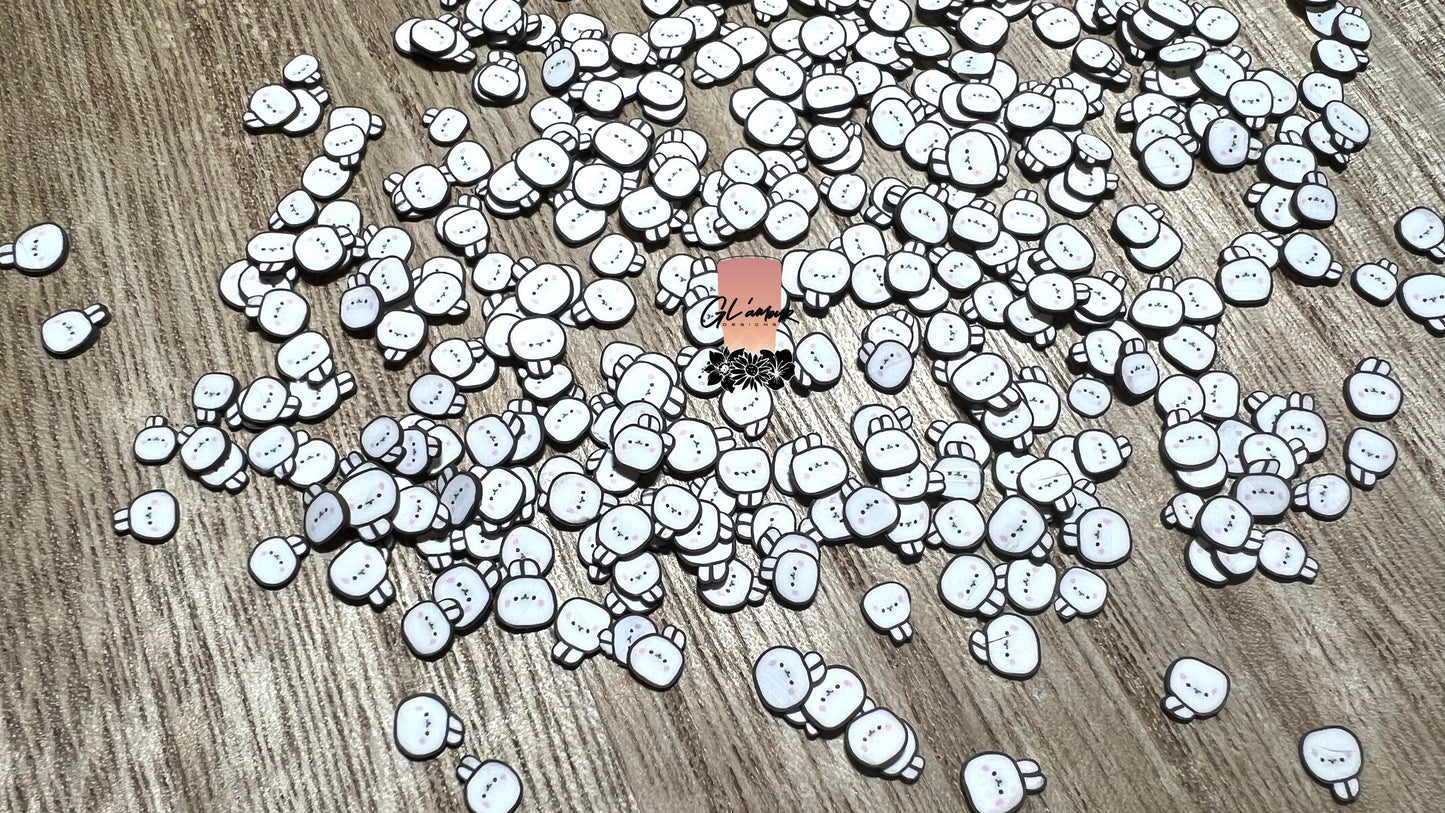 White Bunny Face Polymer Slices - 5mm Small
