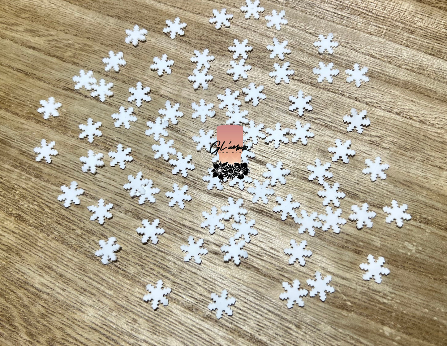 White Snowflake Polymer Slices- 10mm Large