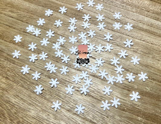 White Snowflake Polymer Slices- 10mm Large