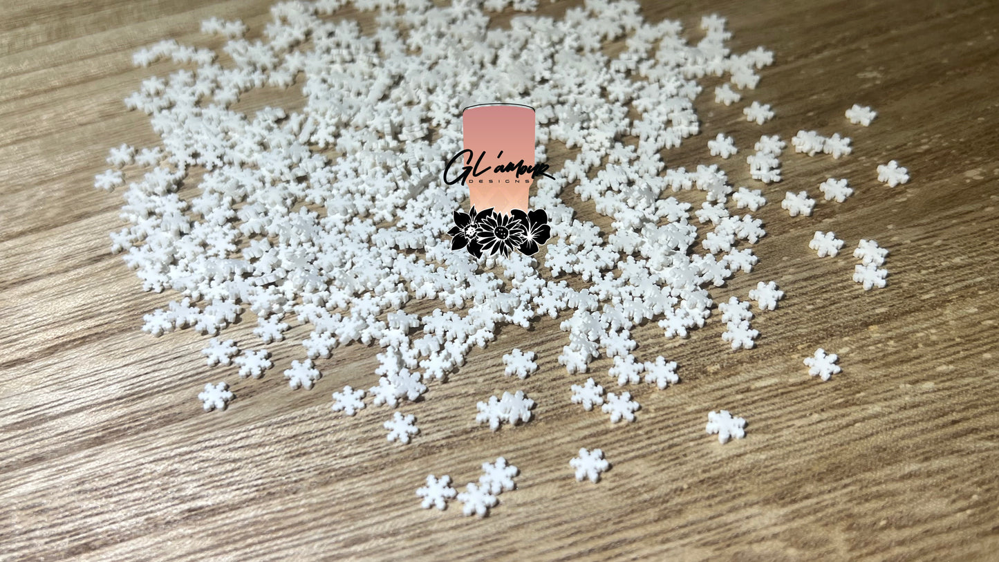 White Snowflake Polymer Slices- 5mm Small
