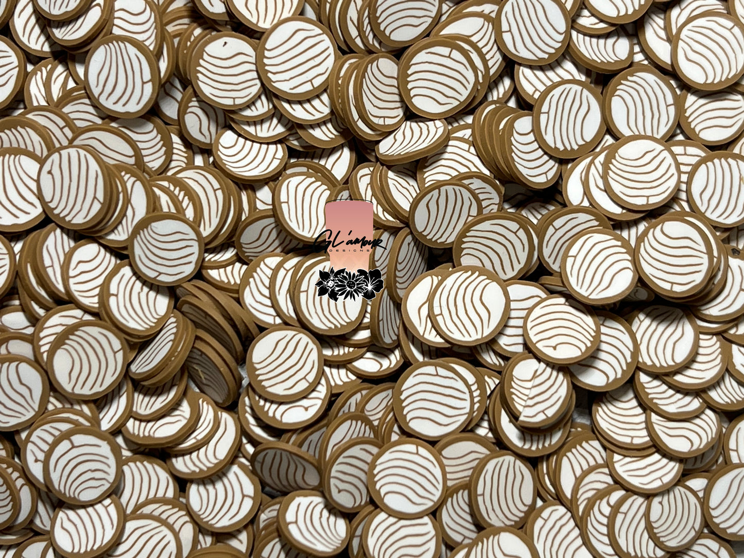 White/Brown Conchas Polymer Slices- 10mm Large