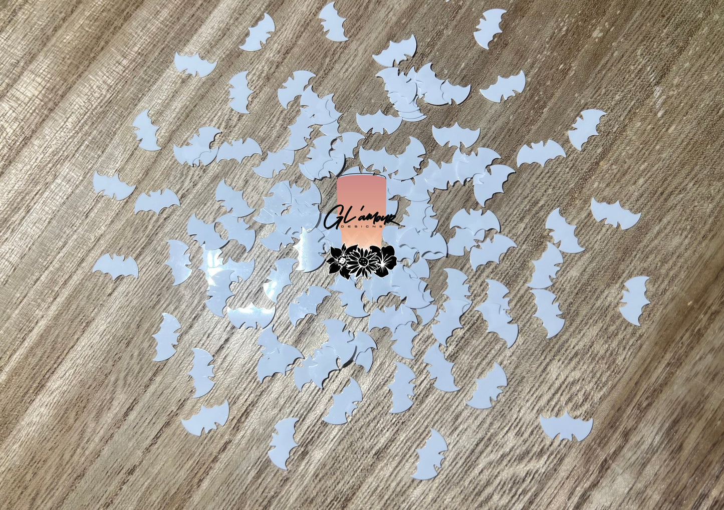 White Bat Shape Chunky Glitter