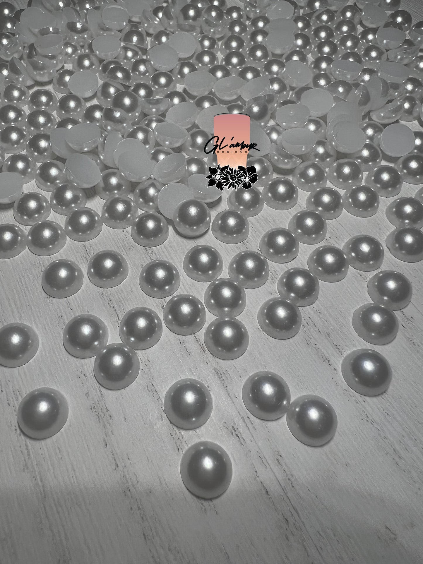 White Half Flat Back Pearls sizes 3mm-8mm