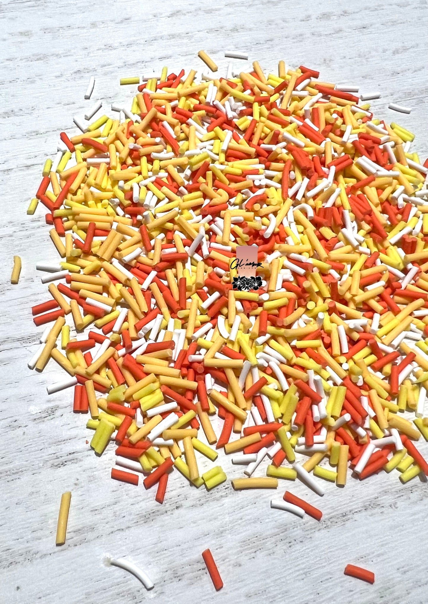 Yellow/White/Orange Sprinkles Polymer Slices