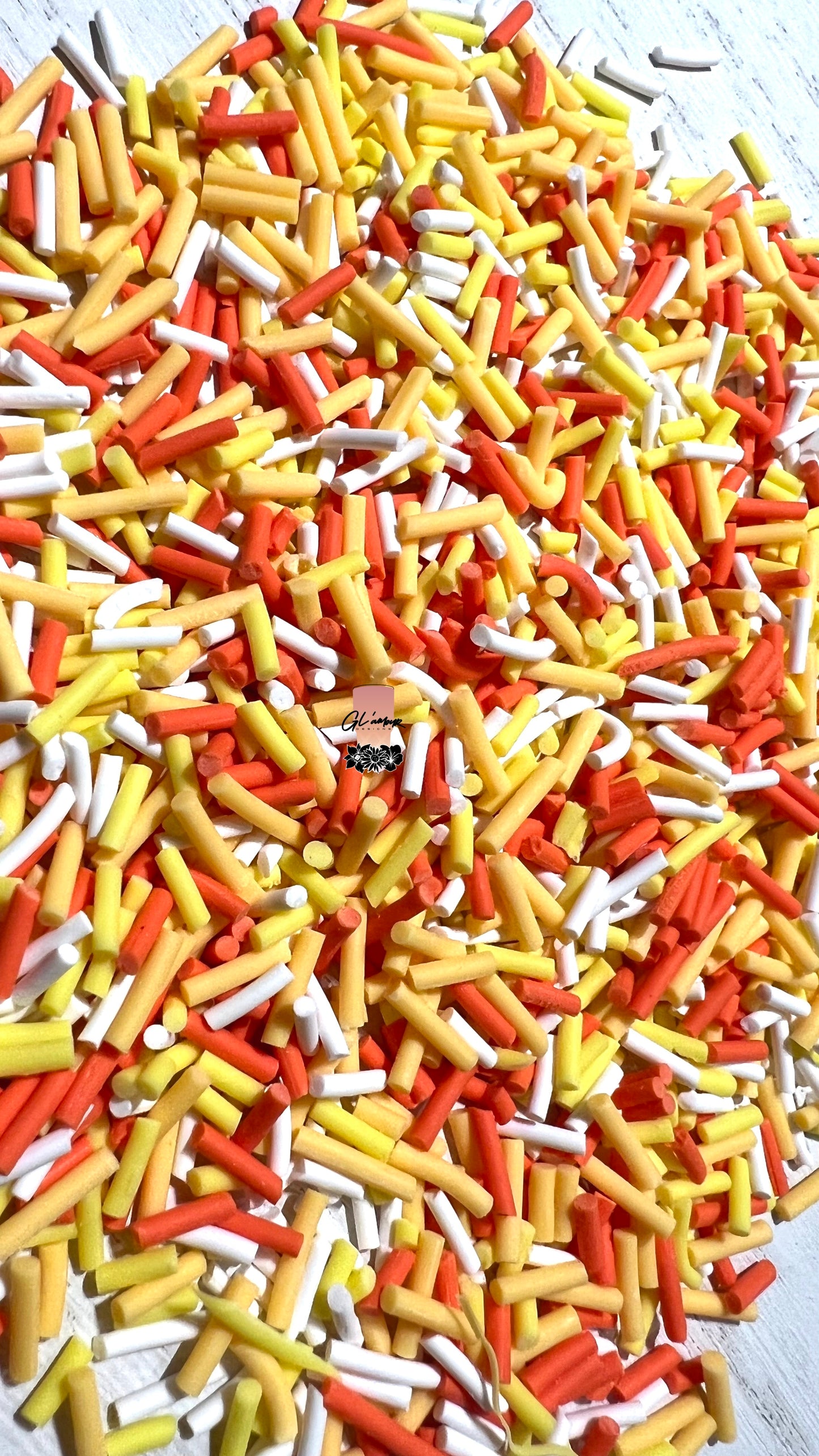 Yellow/White/Orange Sprinkles Polymer Slices