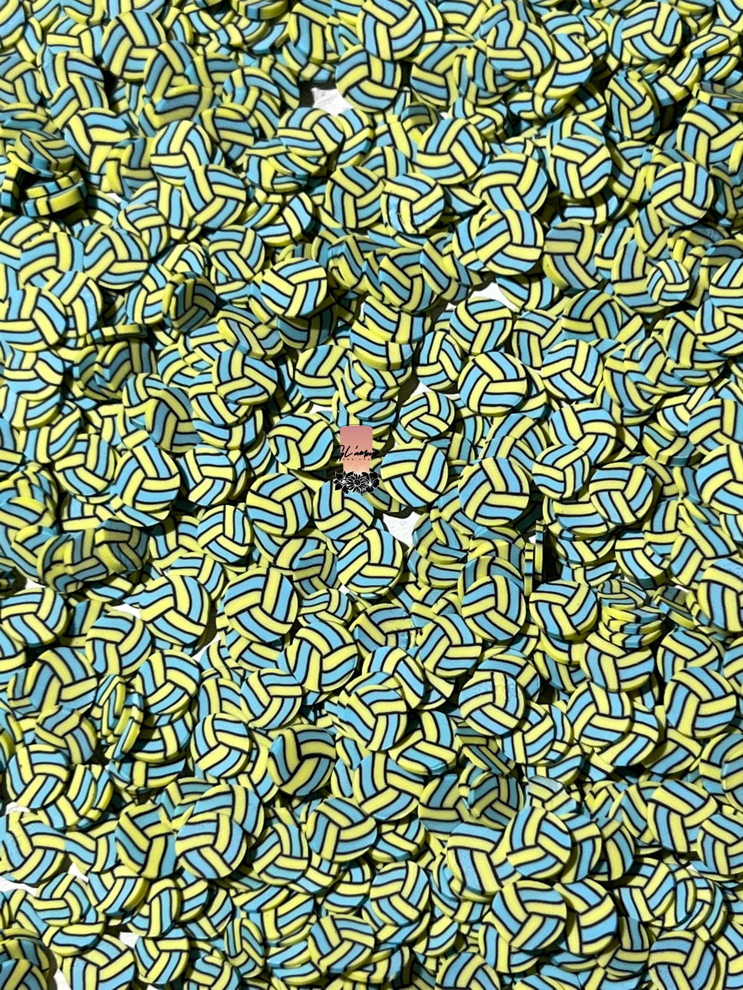 5mm Green and Yellow Volleyball Polymer Slices -small