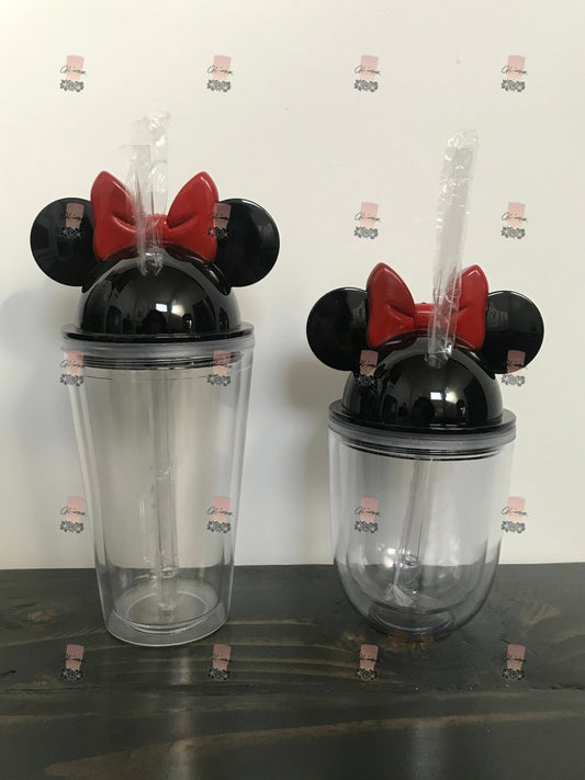 Mouse Red Bow Ears Acrylic Tumbler