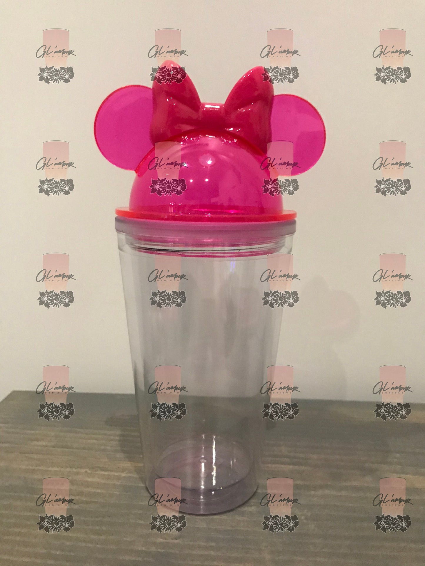 Pink Mouse Bow Ears Acrylic Tumbler