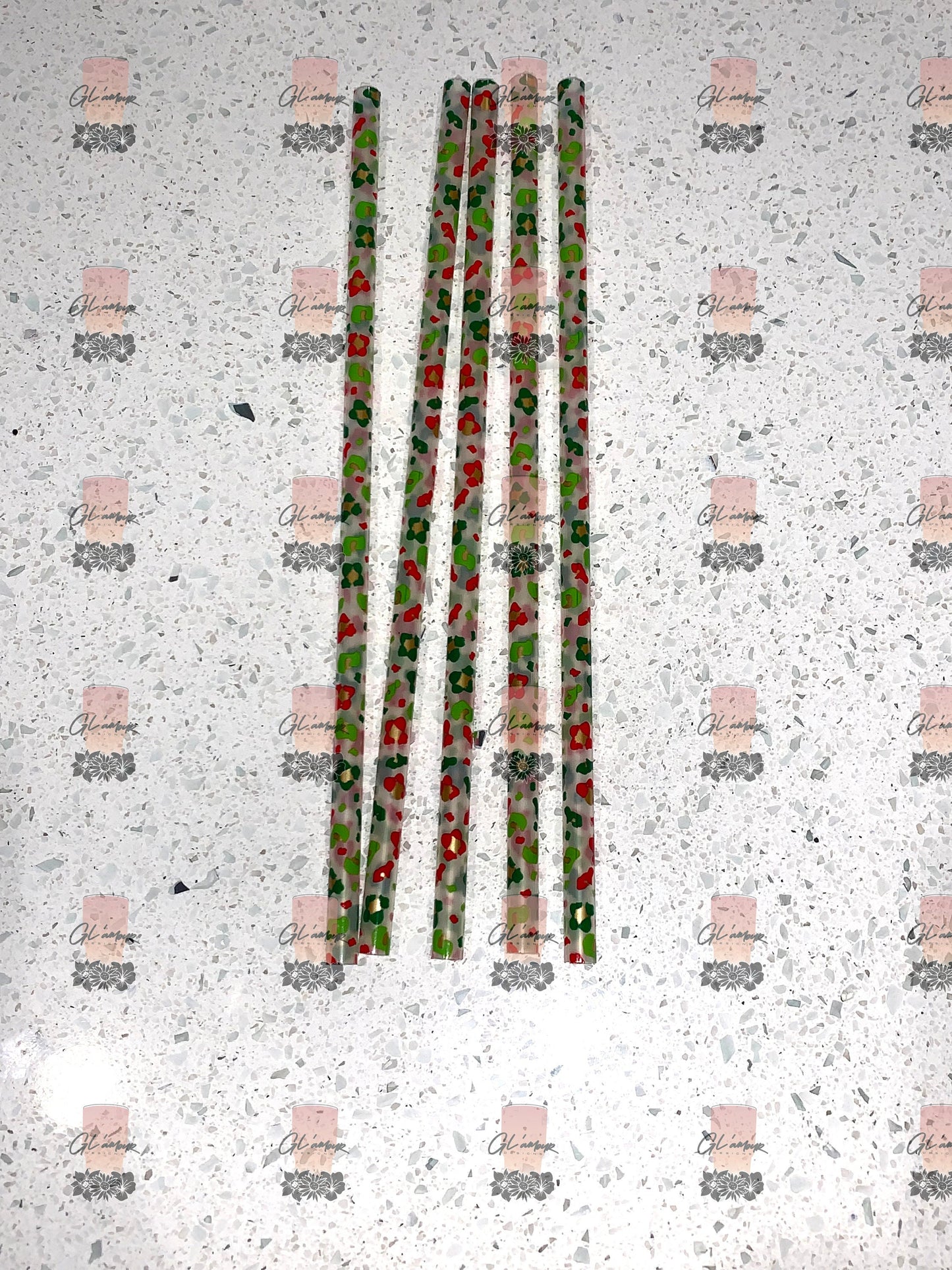 Tropical Leopard Print Reusable Straw - 9 inches