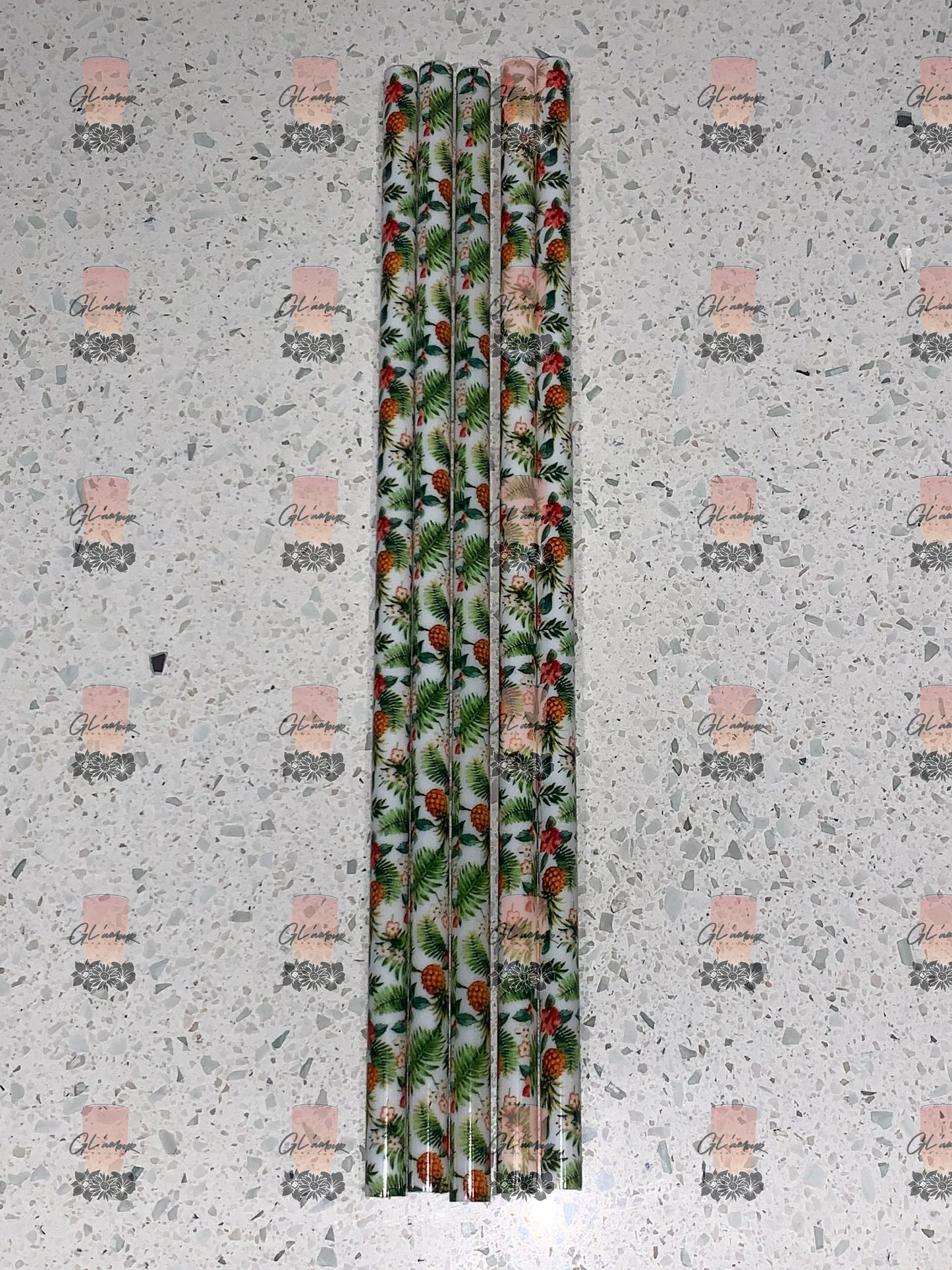 Pineapple Tropical Print Reusable Straw - 9 inches