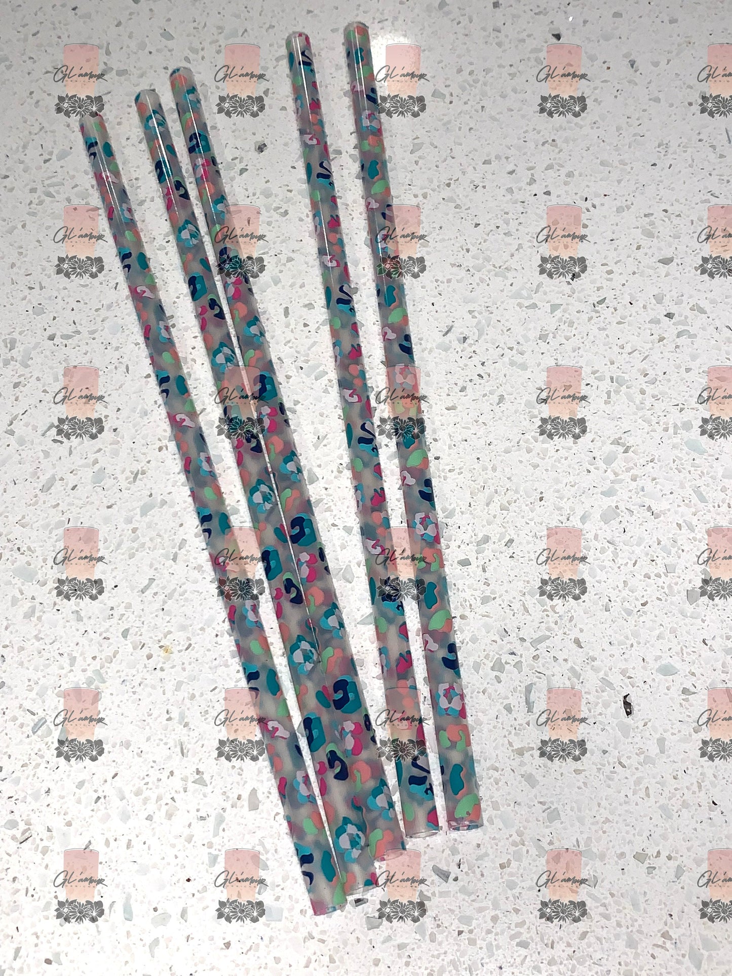 Pastel Leopard Print Reusable Straw - 9 inches