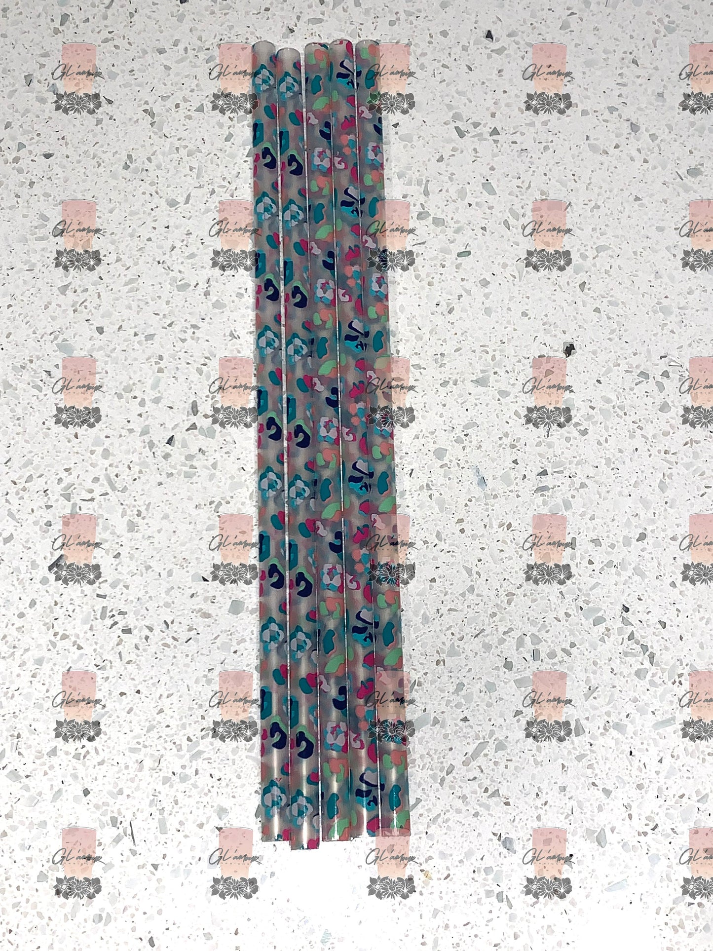 Pastel Leopard Print Reusable Straw - 9 inches
