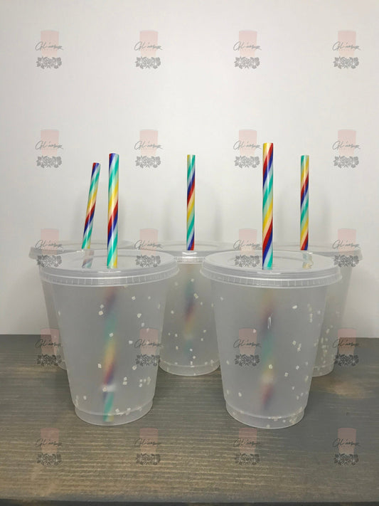 Confetti Cold Cups with Rainbow Straws