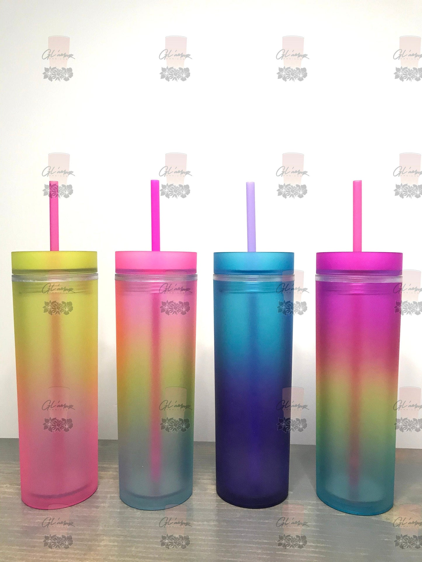 Gradient Ombre Skinny Acrylic 16 oz Tumbler
