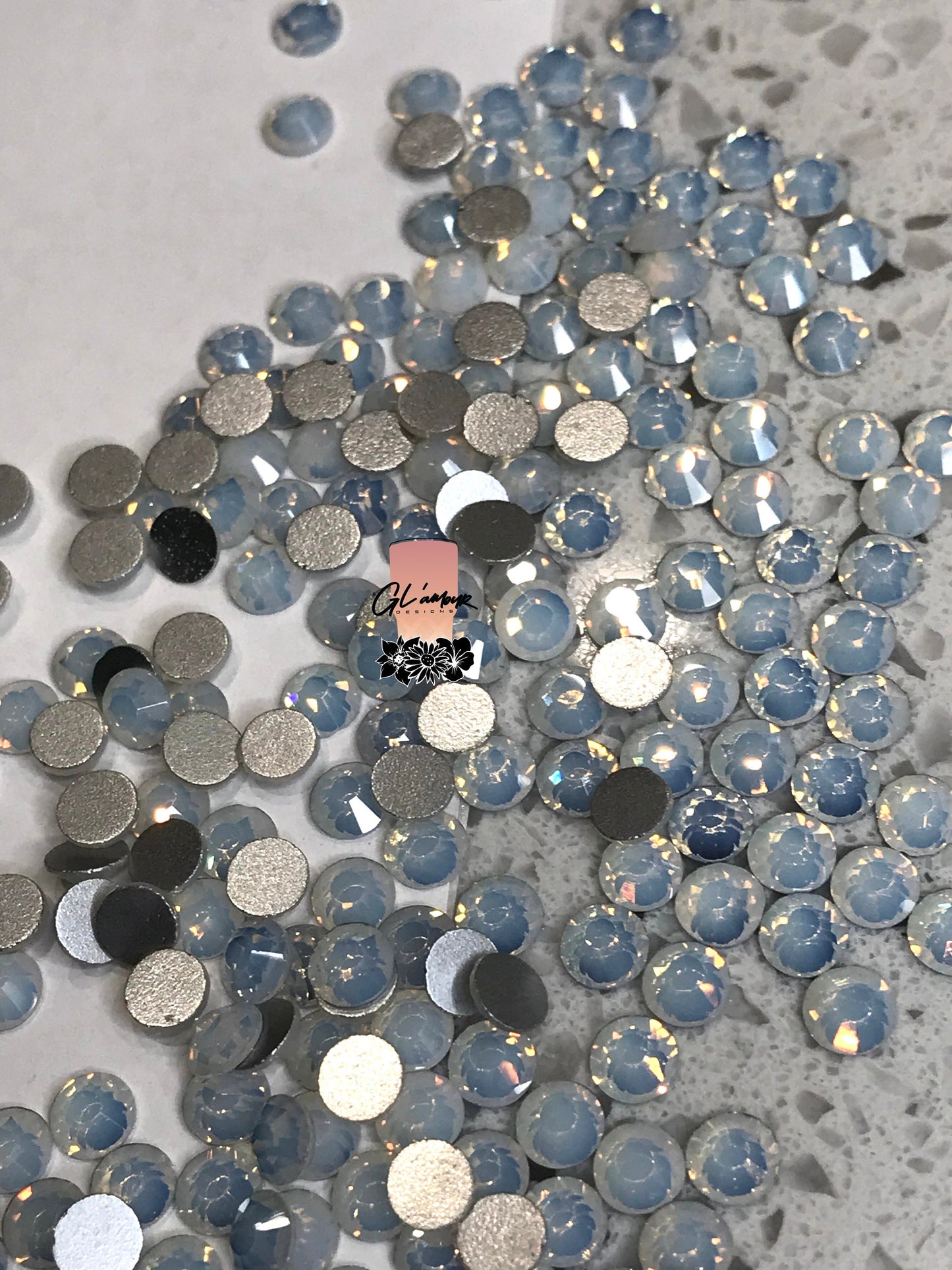 Opal White Crystal Glass Flat Back Rhinestones - 1,440 pcs per bag