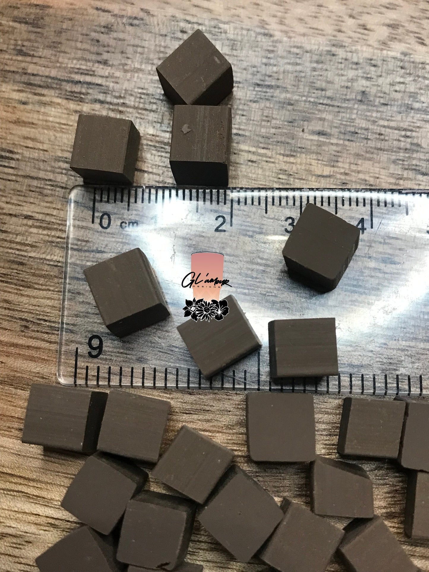 8mm Chocolate Squares Polymer Slices - large