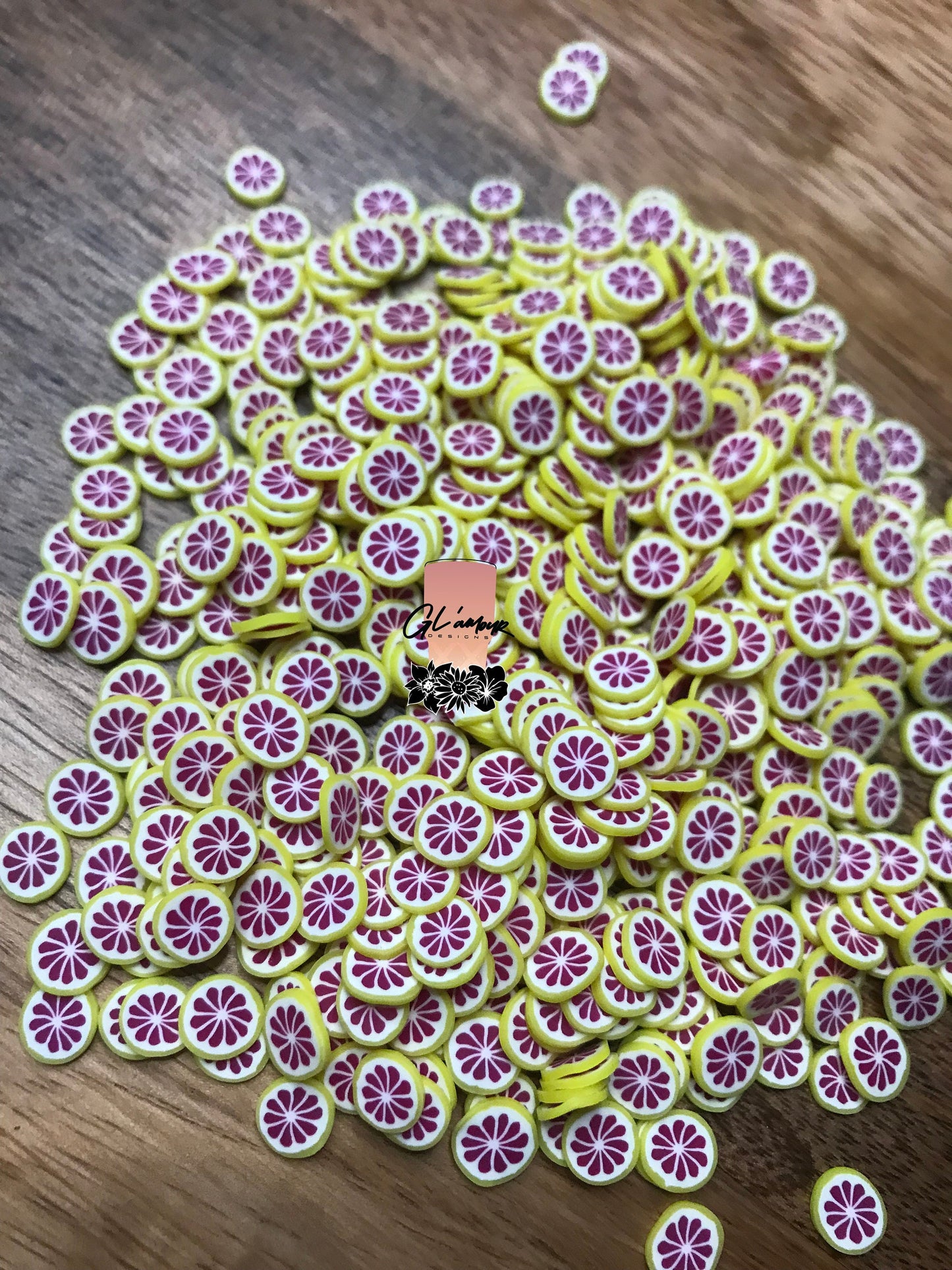 5mm Grapefruit Polymer Slices -small