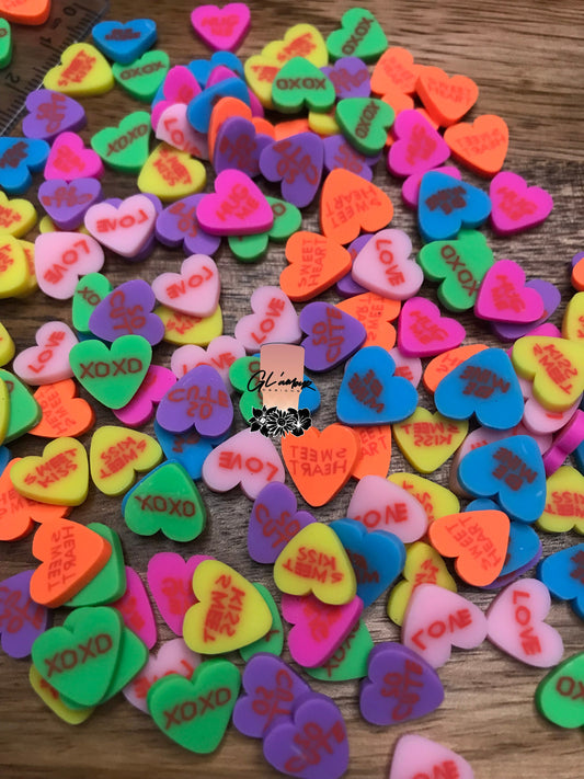 10mm Valentine Hearts Polymer Slices - large