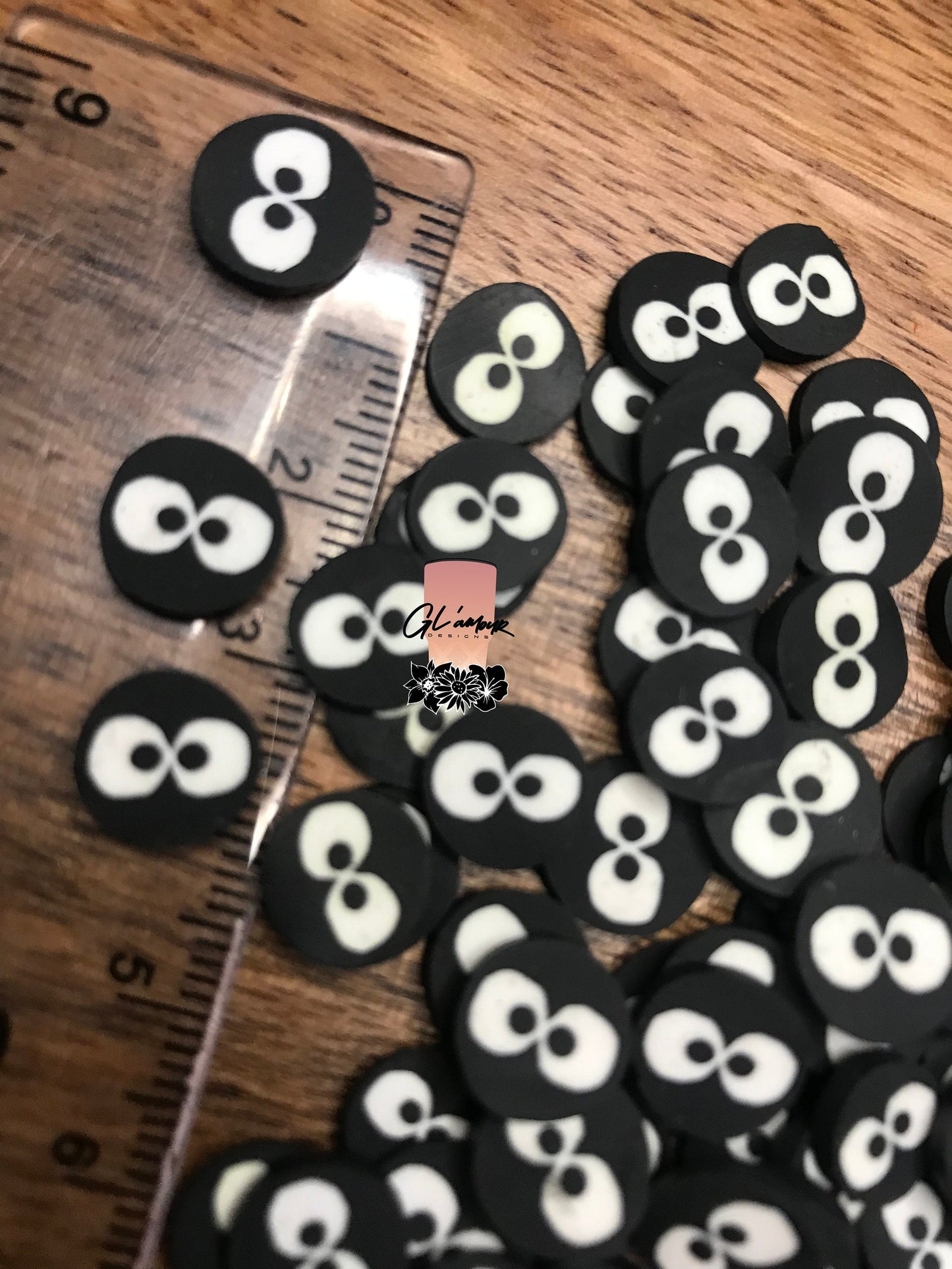 10mm Black Eyes Polymer Slices - large