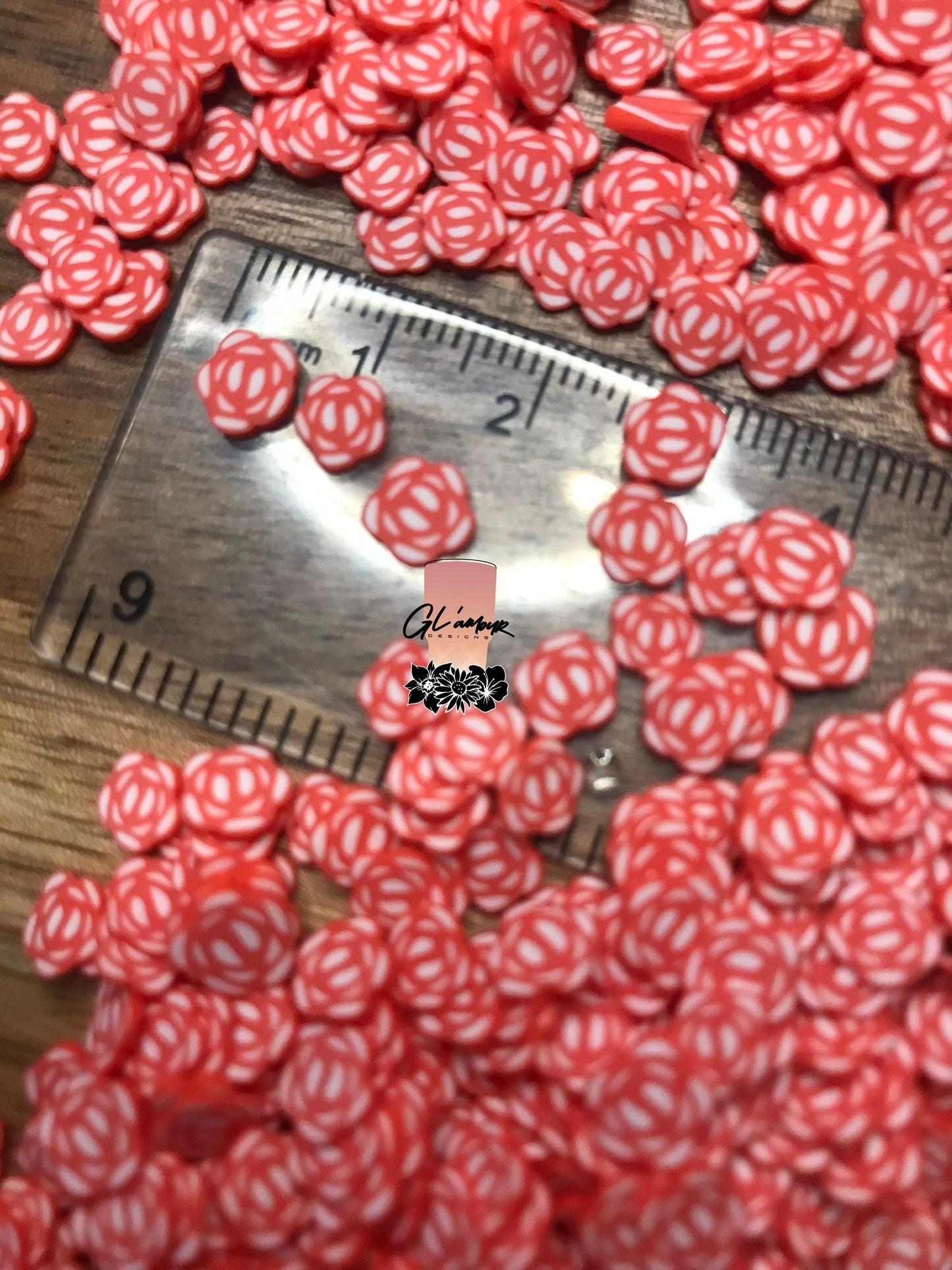 5mm Red Rose Polymer Slices - small