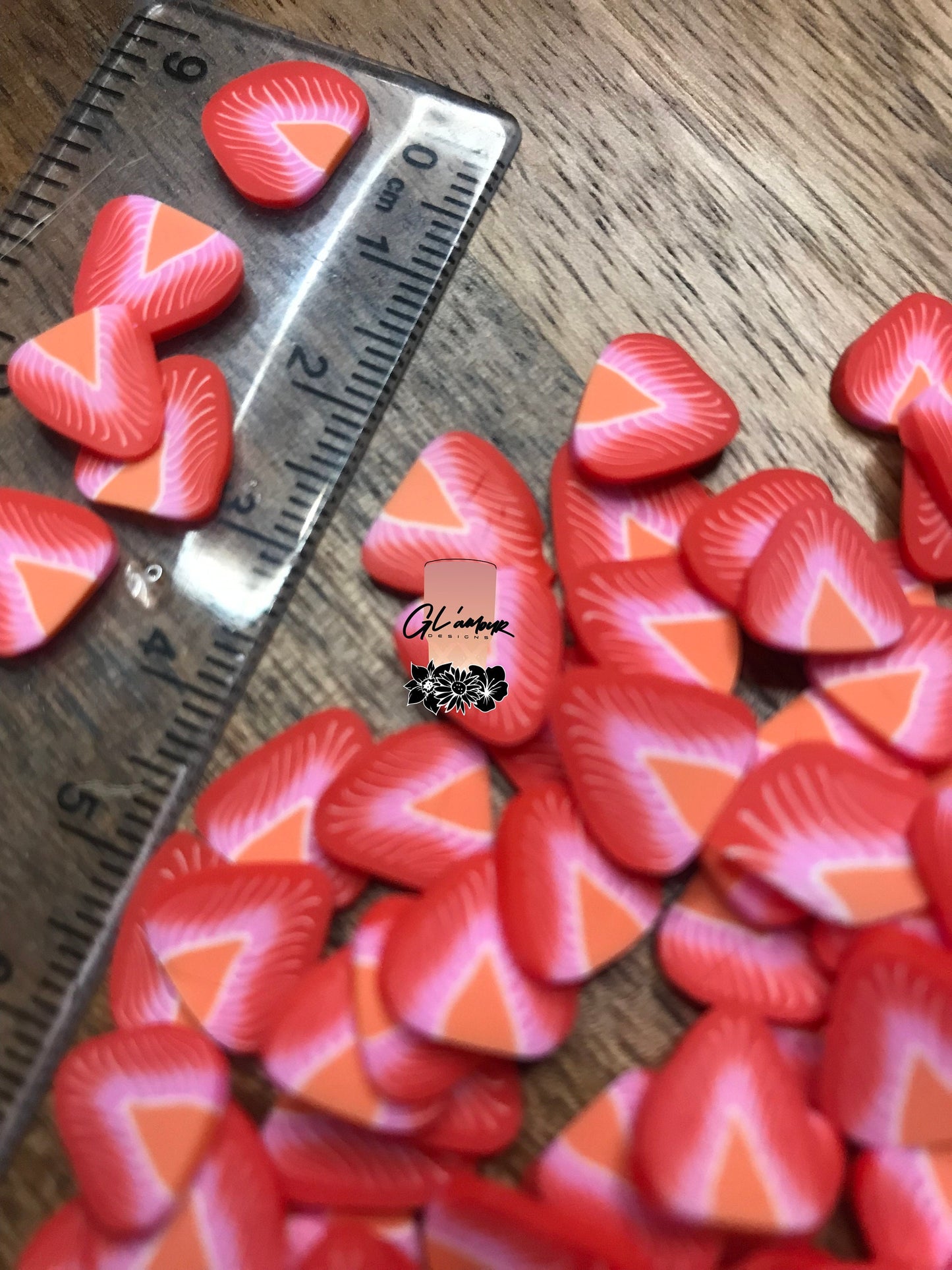 10mm Strawberry Polymer Slices - large