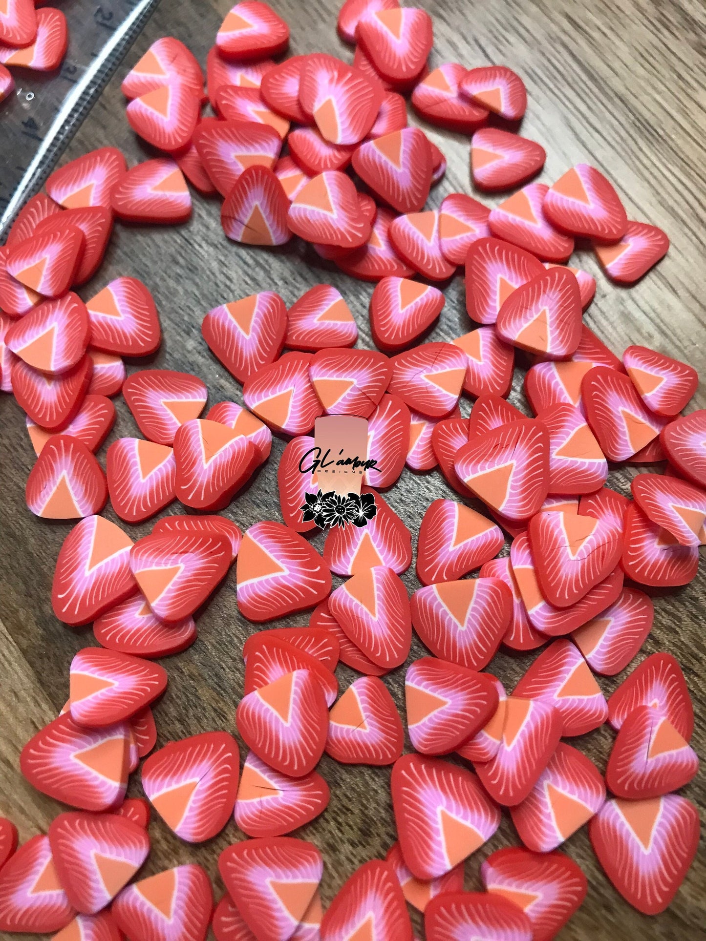 10mm Strawberry Polymer Slices - large