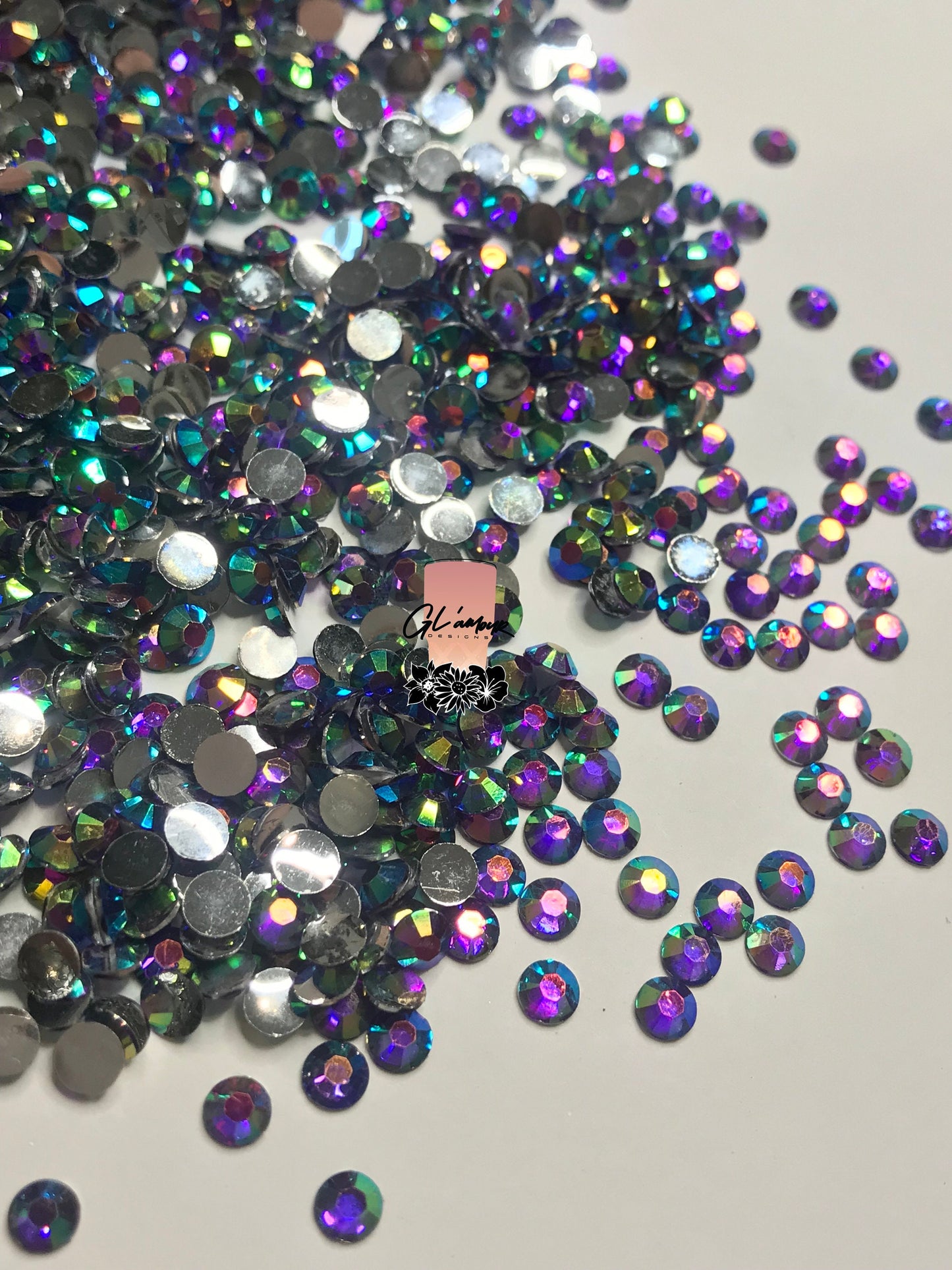 Dark Purple Flat Back Resin Rhinestones - 1000 pcs