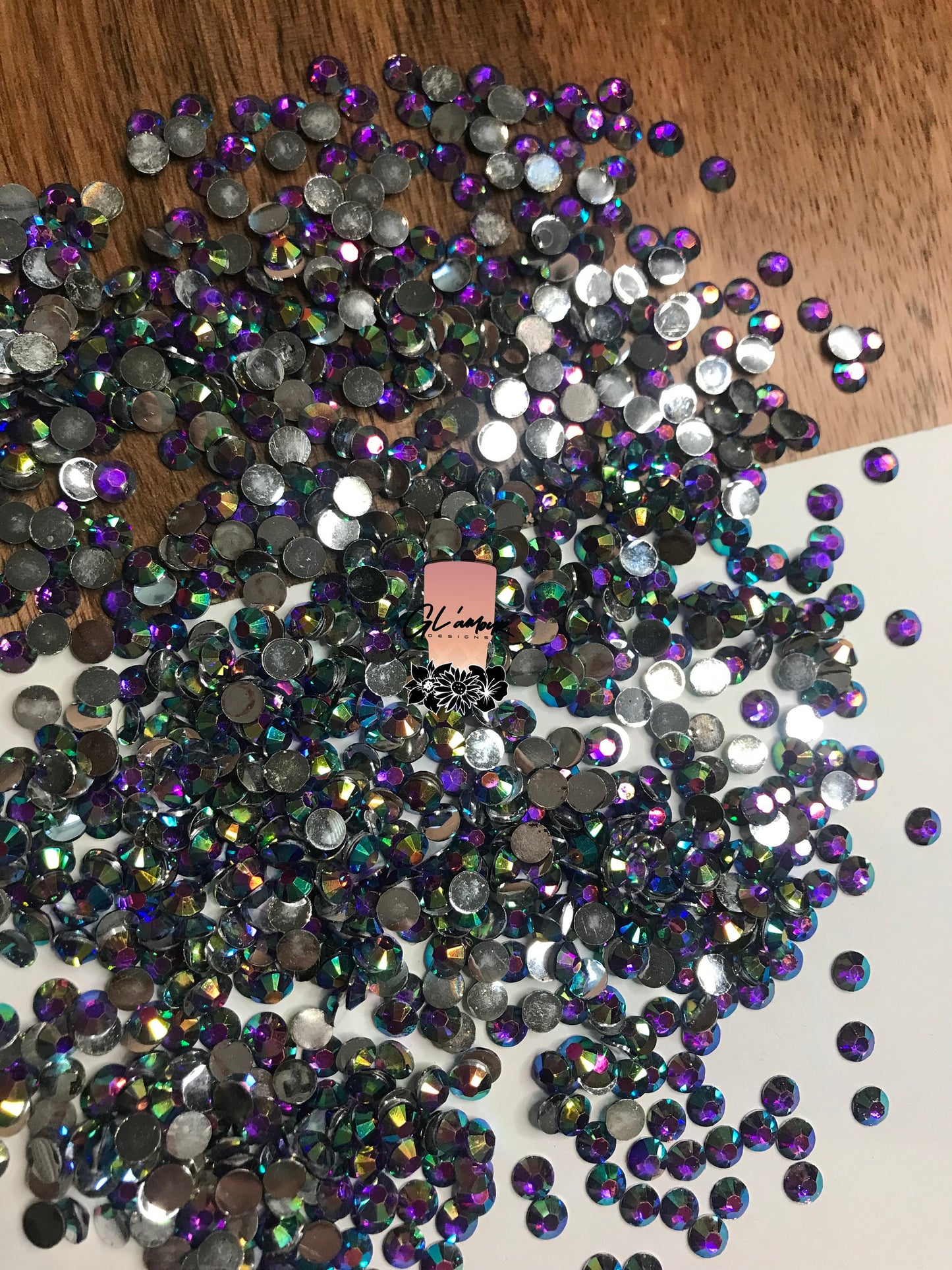 Dark Purple Flat Back Resin Rhinestones - 1000 pcs