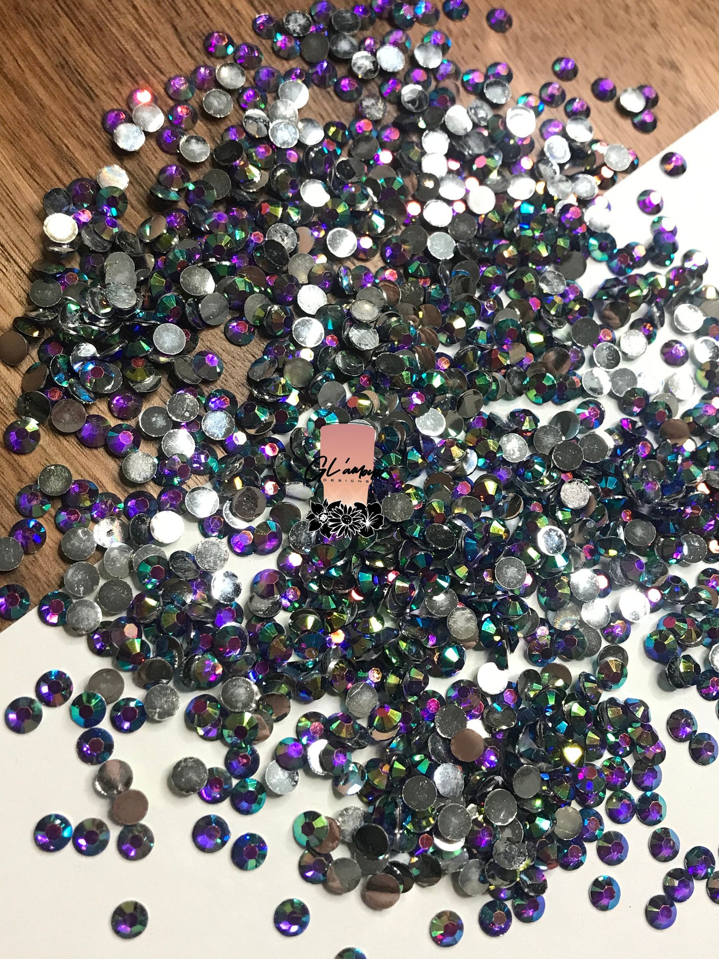 Dark Purple Flat Back Resin Rhinestones - 1000 pcs