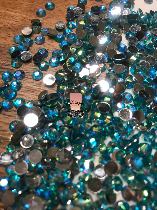 Peacock Blue Flat Back Resin Rhinestones - 1000 pcs