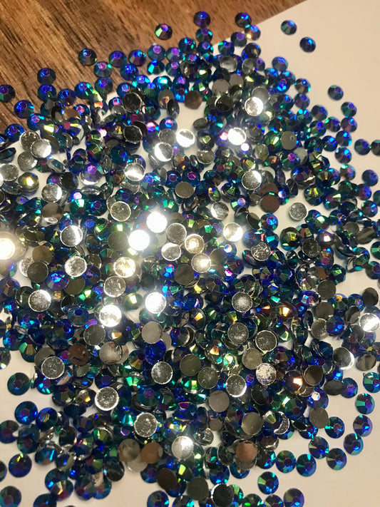 Sapphire Blue Flat Back Resin Rhinestones - 1000 pcs