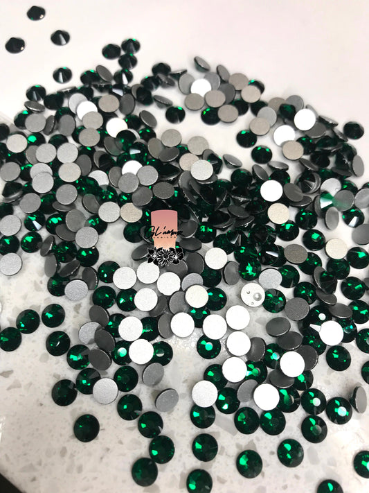 Emerald Crystal Glass Flat Back Rhinestones - 1440pcs per bag