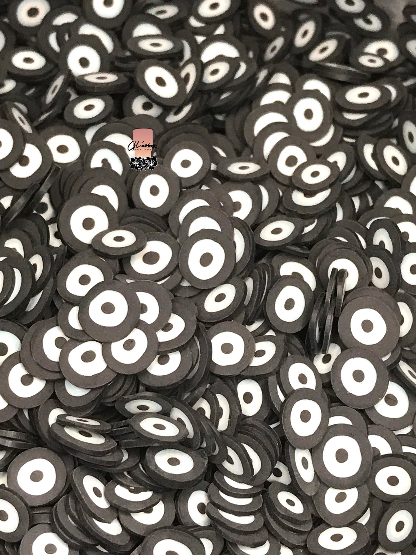 5mm Ojo (Eyeball) Black Polymer Slices -small