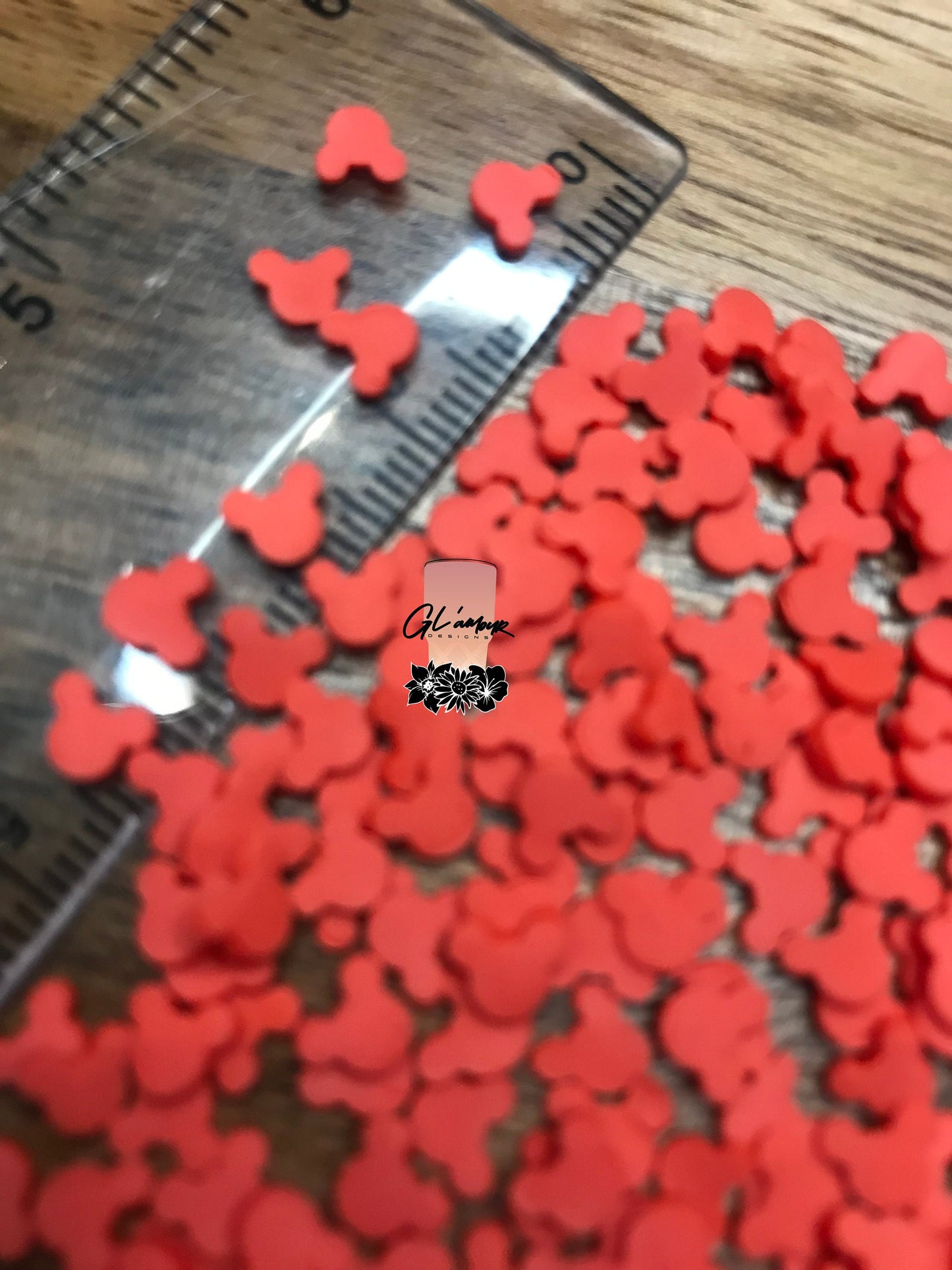 5mm Red Mouse Heads Polymer Slices -small