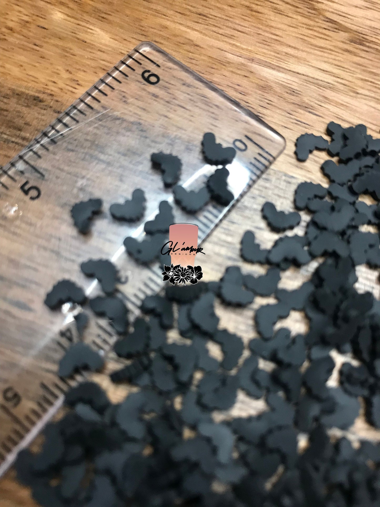 5mm Black Bats Polymer Slices - small