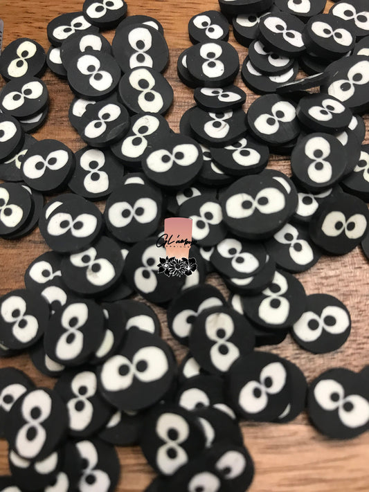 10mm Black Eyes Polymer Slices - large