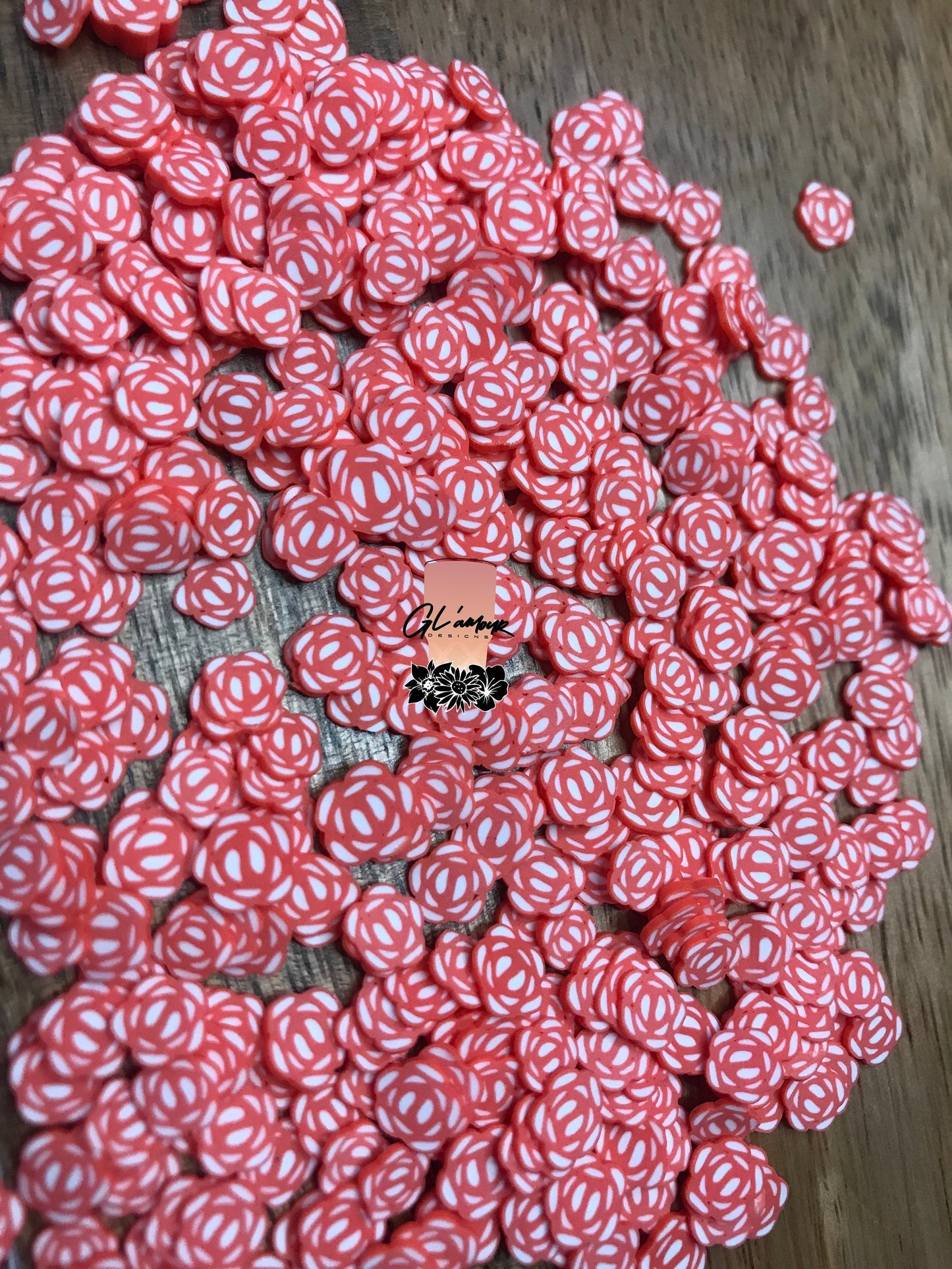 5mm Red Rose Polymer Slices - small