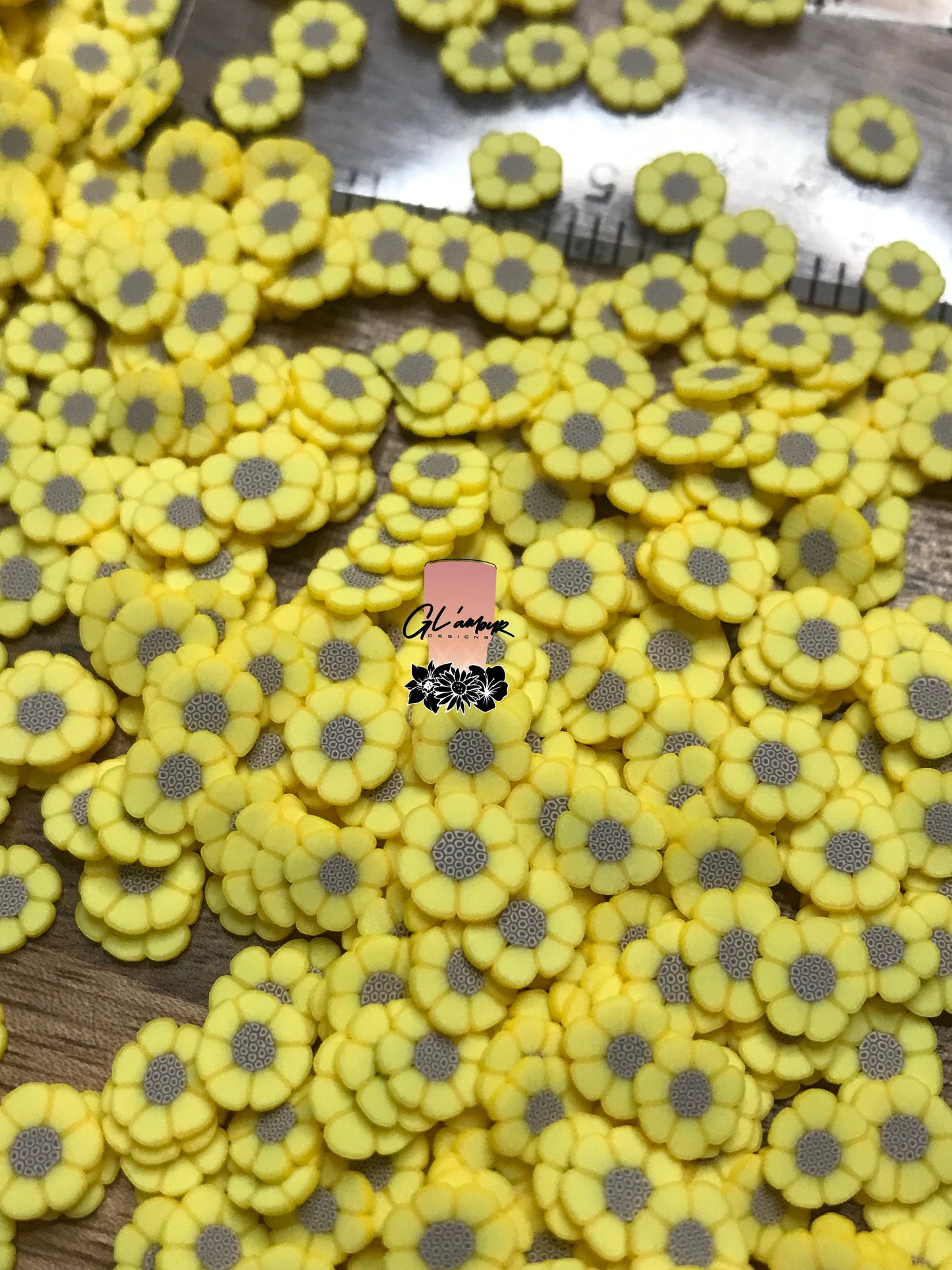 5mm Sunflower Polymer Slices - small