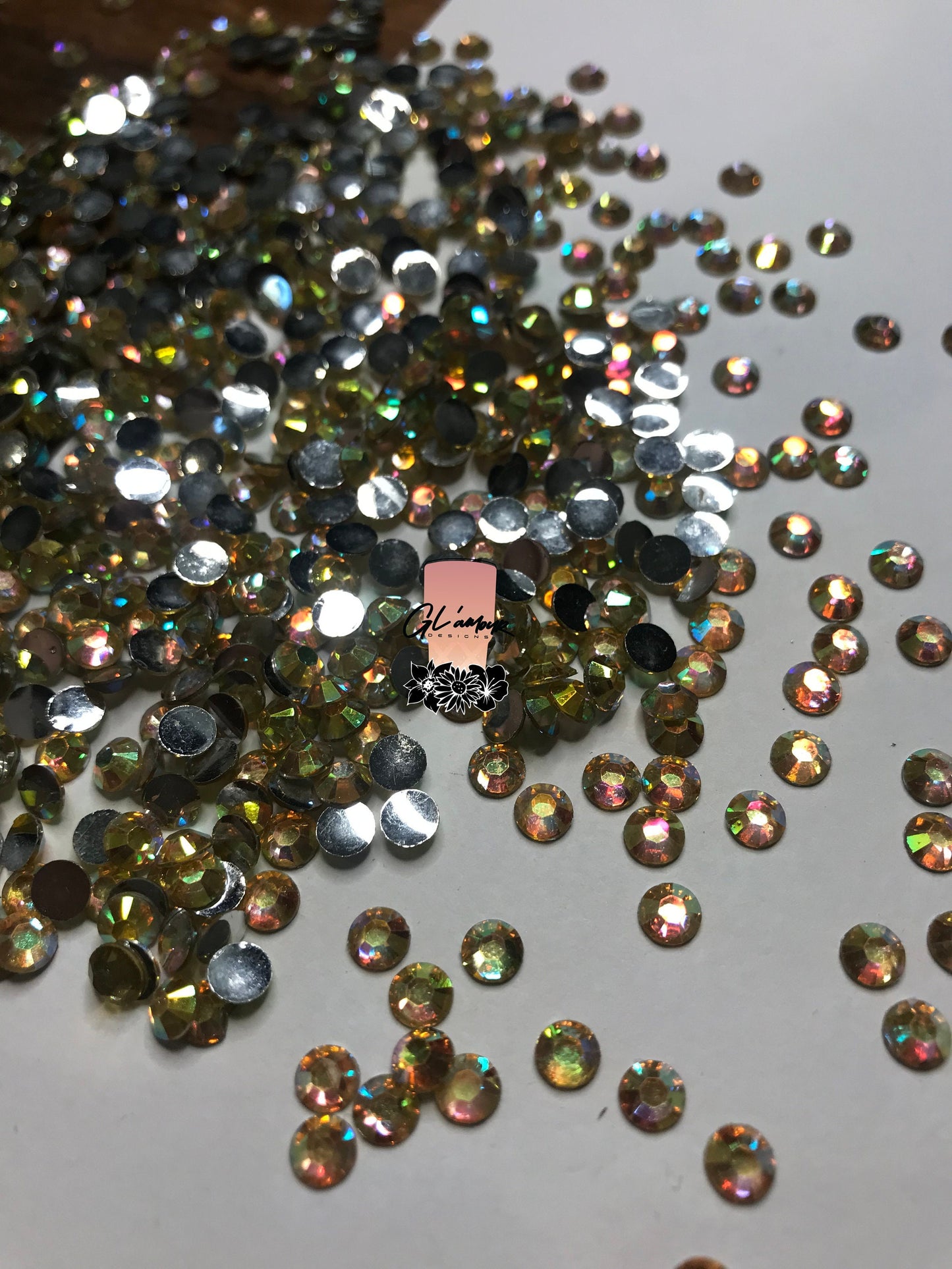 Yellow Flat Back Resin Rhinestones - 1000 pcs