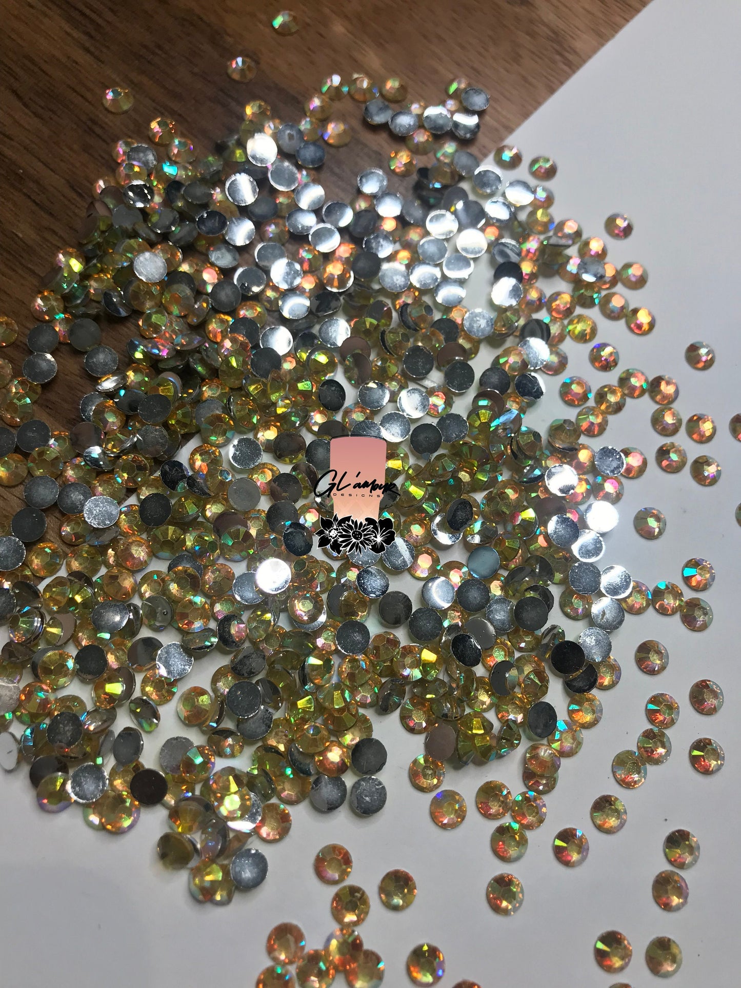 Yellow Flat Back Resin Rhinestones - 1000 pcs