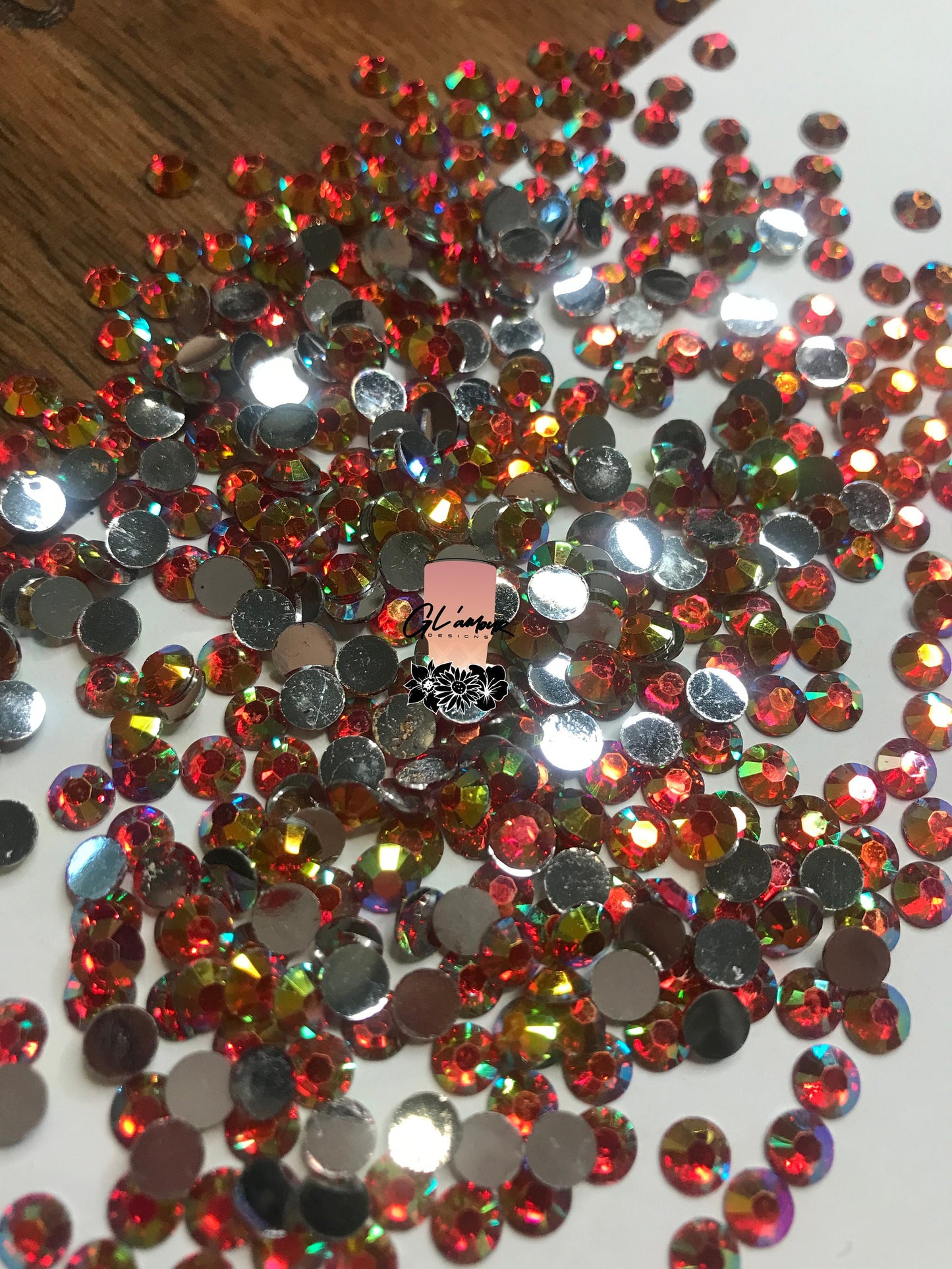 Red Flat Back Resin Rhinestones - 1000 pcs